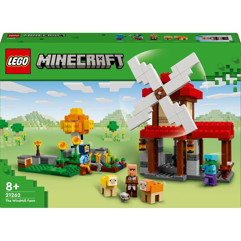 LEGO 21262 Windmill Farm & 30672 Steve with Baby Panda Set - Creative Building Toy for Kids, Perfect for Farm-Themed Play and Panda Lover Collections