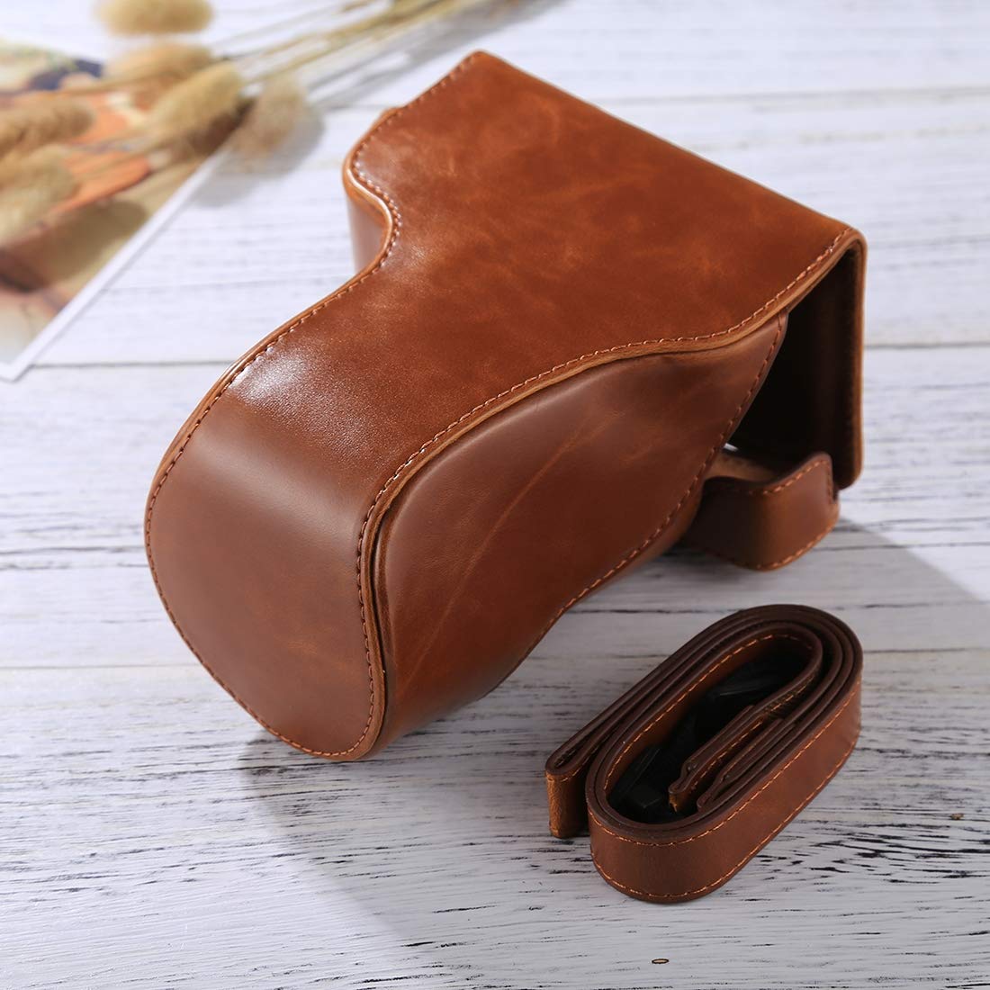 Premium PU Leather Camera Case Bag with Adjustable Strap for Canon EOS M6 - Full Body Protection for DSLR & Mirrorless Cameras - Perfect for Travel, Photography & Outdoor Adventures