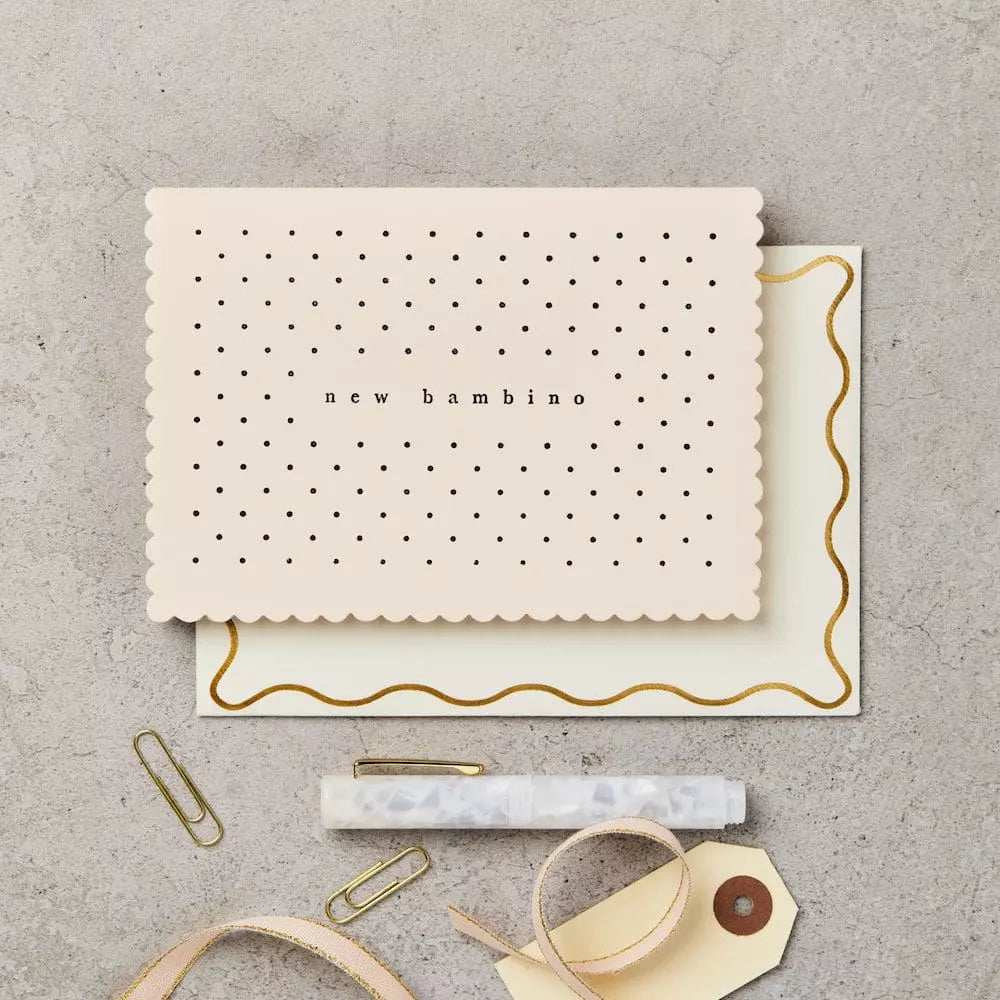 Bambino Polka Pink Card - Elegant Floral Greeting Card for Birthdays, Thank You, and Special Occasions | Perfect for Gifts, Invitations, and Handwritten Notes