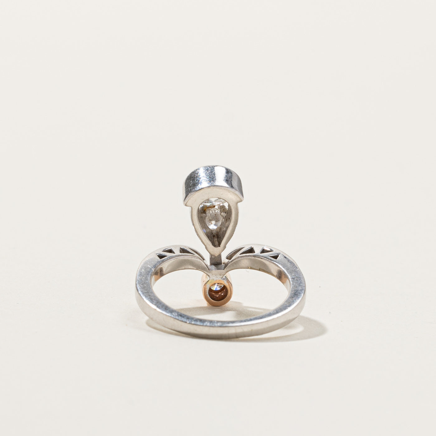 1.06ctw Diamond Drop Two Tone Gold Ring - Size 5.75 - Elegant Wedding & Engagement Jewelry for Women - Perfect Gift for Anniversary, Valentine's Day & Special Occasions
