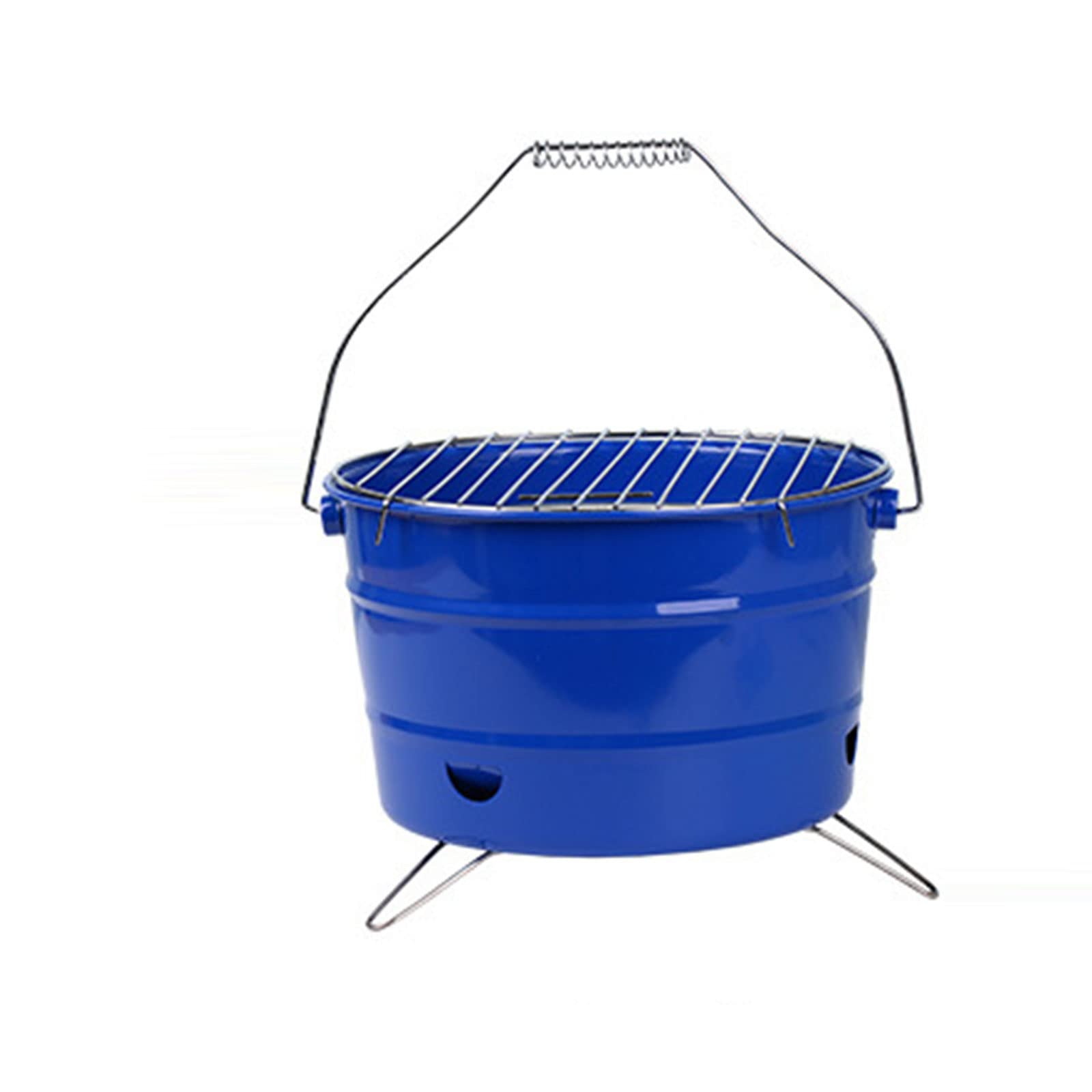 HXXXIN Charcoal Heating Stove - Smokeless Outdoor BBQ Grill & Indoor Fireplace Heater for Camping, Patio, and Office Use - Blue