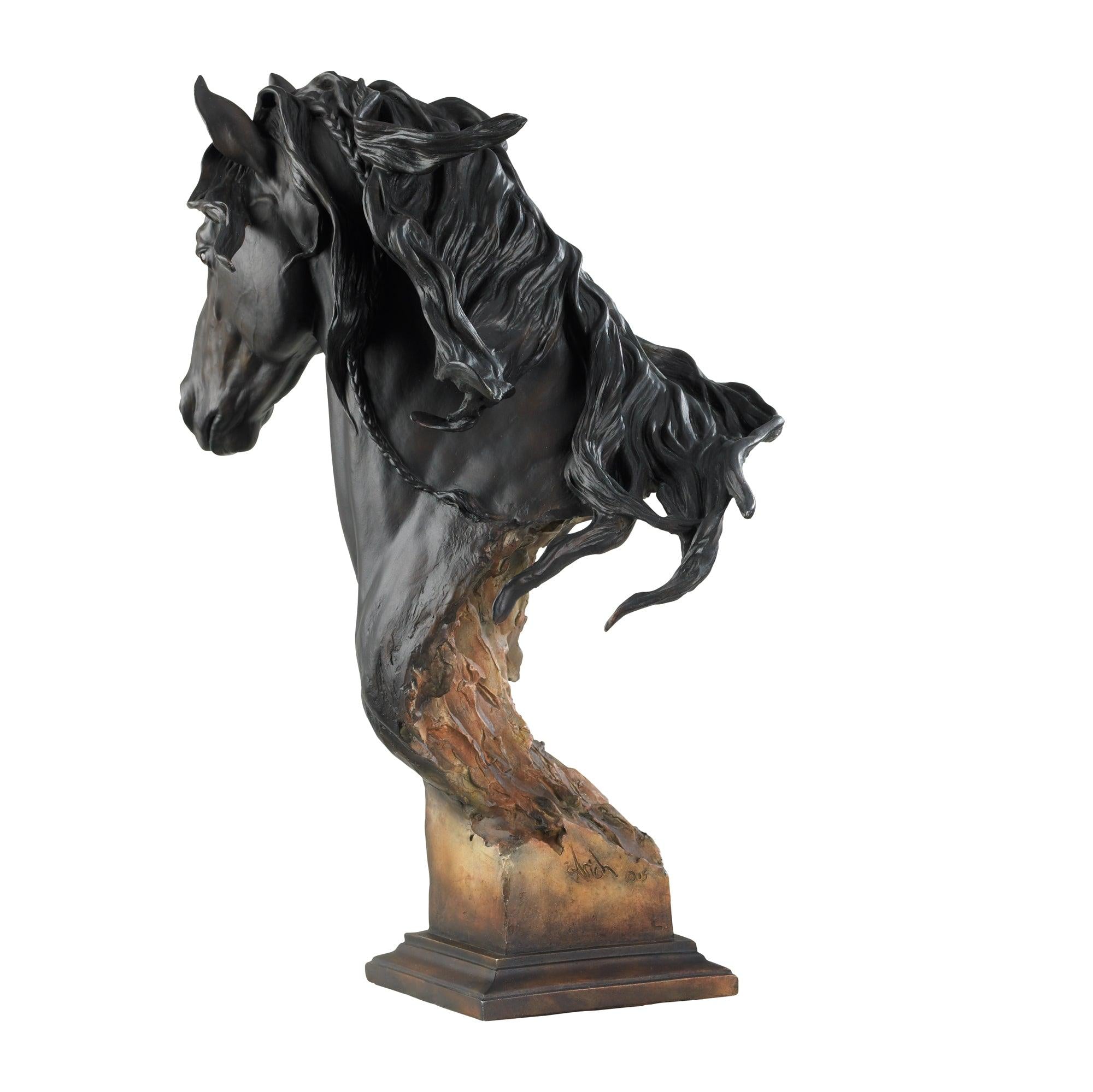 Equus Onyx Fresian Horse Small Mill Creek Sculpture - Handcrafted Miniature Horse Statue for Home Decor, Office Display, and Collectibles