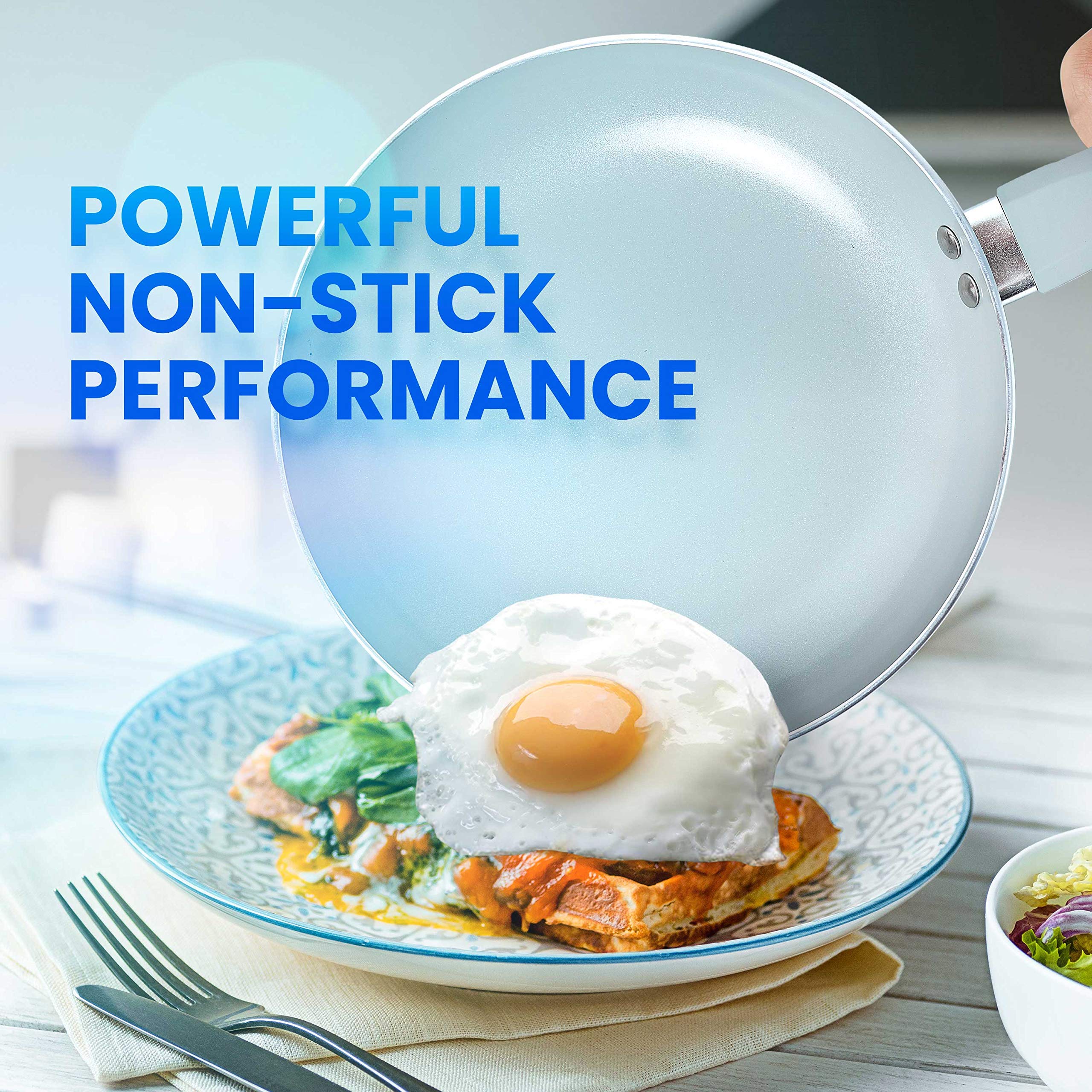 Mueller 16-Piece Non-Stick Stone Cookware Set with Steamer & Glass Lids - Turquoise | Durable Kitchen Pots & Pans for Cooking, Frying & Steaming | Perfect for Home Chefs & Family Meals