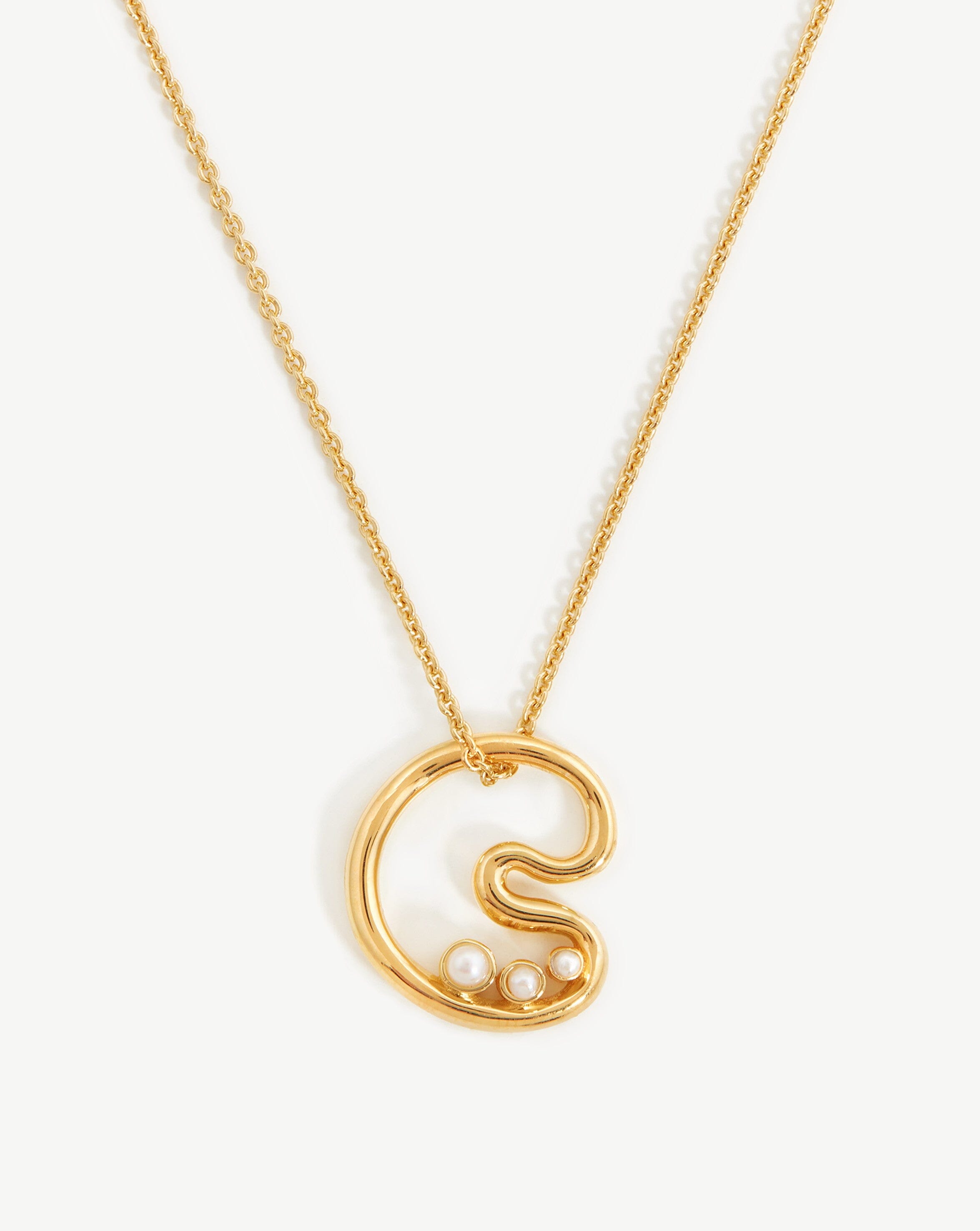 Chubby Pearl Initial Pendant Necklace - Personalized Letter C Charm in 18K Gold Vermeil with Freshwater Pearl | Elegant Jewelry Gift for Women, Birthday, Anniversary & Special Occasions