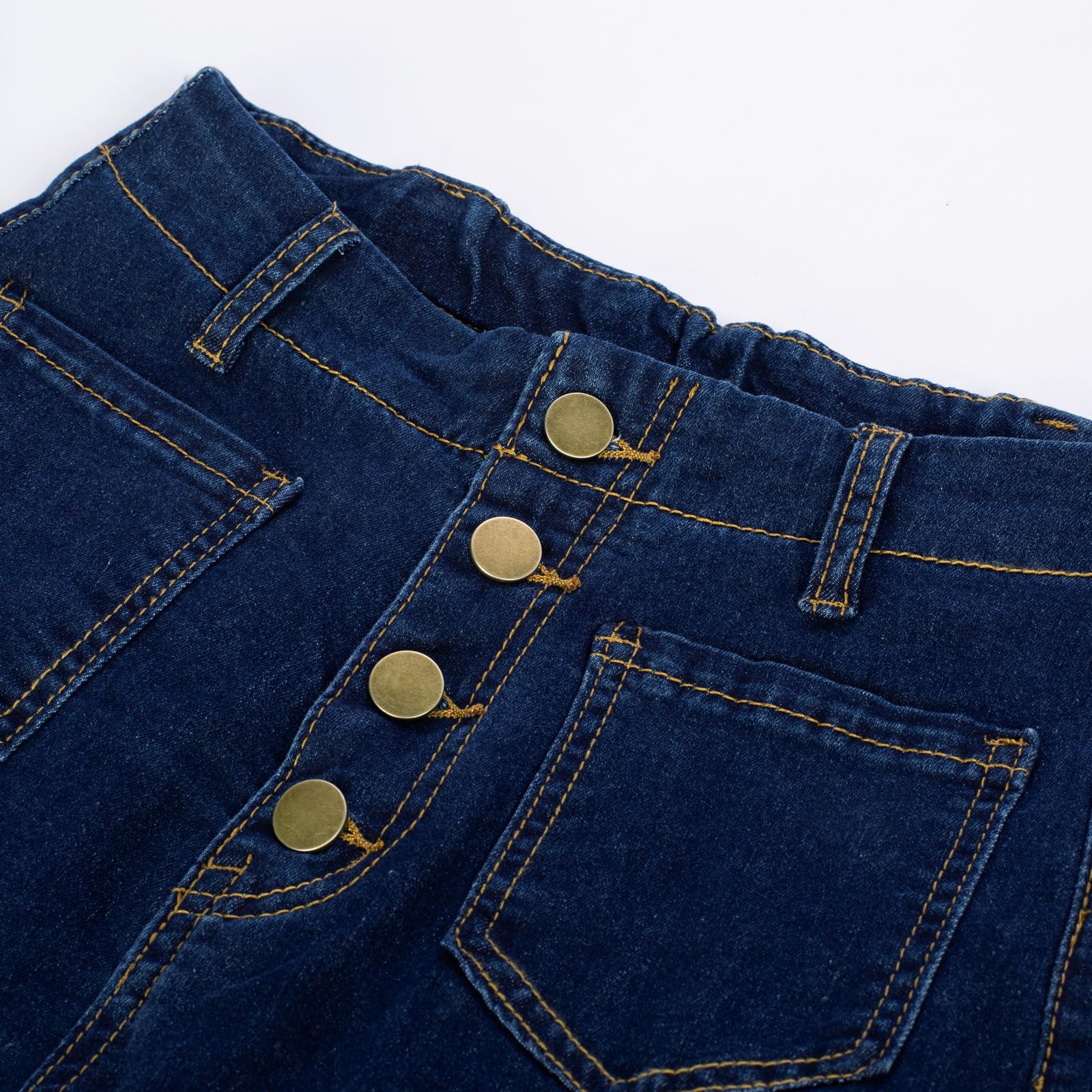 Belle Poque Women's High Waisted Wide Leg Jeans - Stretchy Straight Denim Pants with Button Fly & Pockets | Casual Chic Outfit for Work, Date Night & Everyday Wear