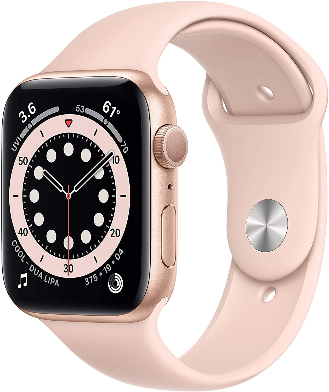 Apple Watch Series 6 (GPS, 44mm) - Gold Aluminum Case with Pink Sand Sport Band (Renewed) | Smartwatch for Fitness Tracking, Heart Rate Monitor & iPhone Compatibility | Perfect for Workouts, Running & Daily Wear