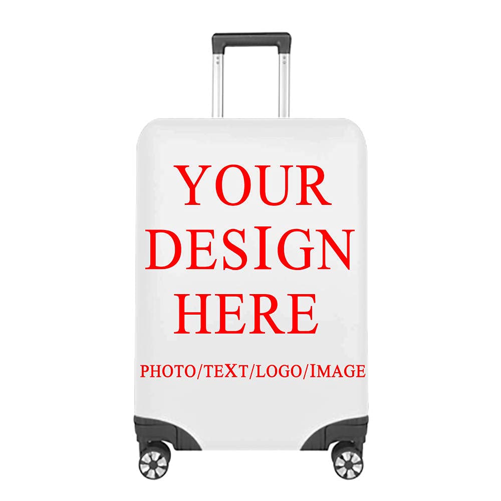 Custom Personalized Travel Luggage Cover with Your Photos & Text - DIY Design Your Own Luggage Protector for Airplane, Cruise & Vacation - Unique Gift for Family, Birthday, Wedding (Size S) - Perfect for Travel Enthusiasts & Frequent Flyers