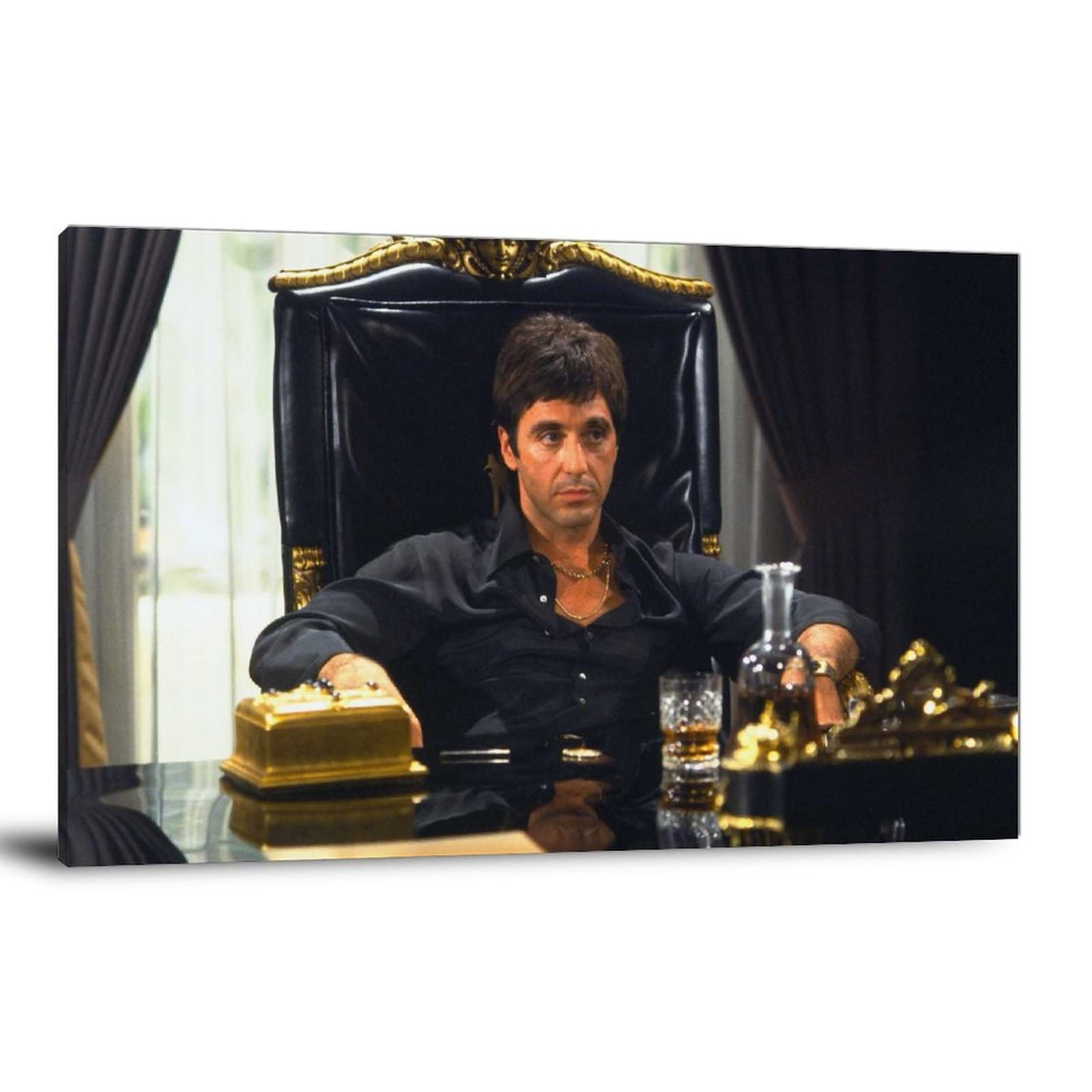 Scarface Tony Montana Movie Poster Canvas Wall Art - 24x36 Inches (60x90cm) - Al Pacino Home Decor for Living Room, Bedroom, Office & Man Cave