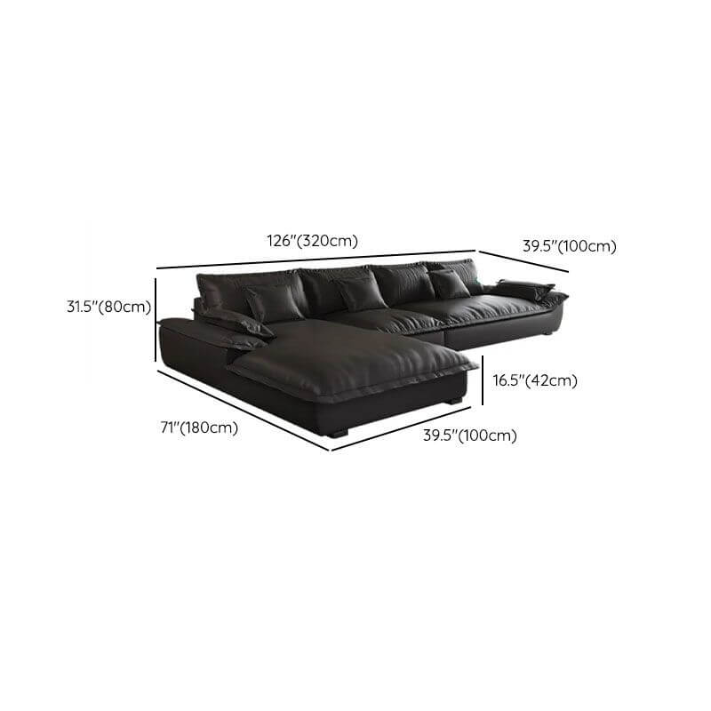 Modern L-Shaped Sectional Sofa with Chaise Lounge in Black - Sturdy Concealed Support - Perfect for Living Room, Home Theater, and Small Spaces