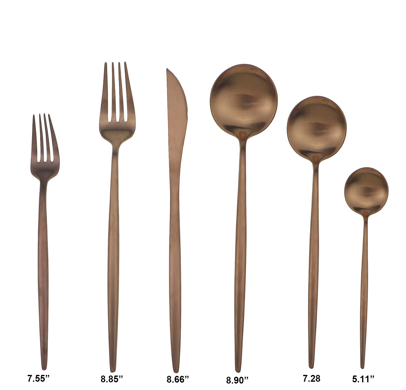 Premium Gugrida 24-Piece Silverware Set - 304 Stainless Steel Rose Gold Flatware Set with Matte Finish (8 Forks, 8 Spoons, 8 Knives) - Elegant Copper Curved Design Service for 4 - Perfect for Dinner Parties, Wedding Gifts & Upscale Dining