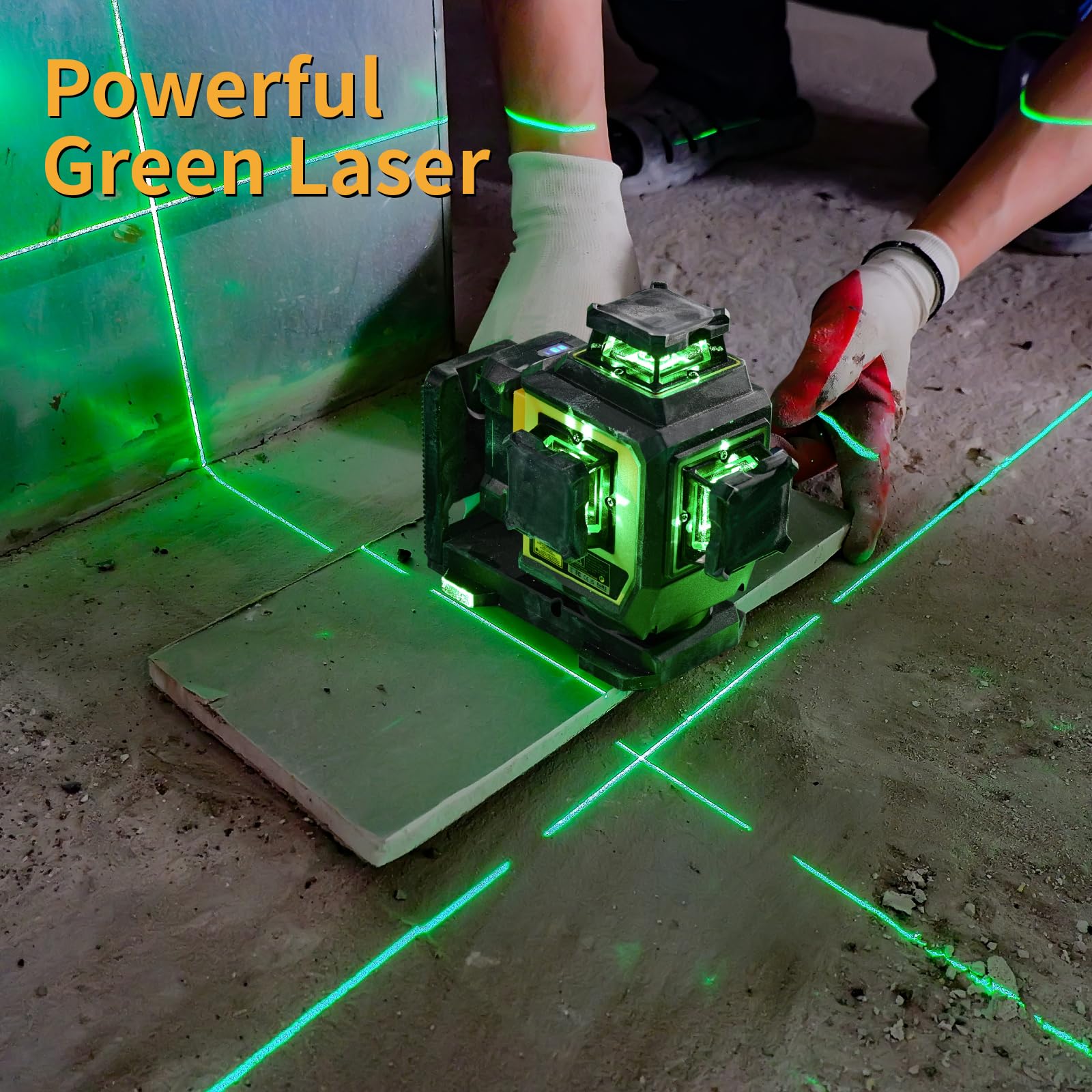 Firecore 360° Self-Leveling Green Laser Level with Tripod - 3 x 360° Cross Line Laser for Construction, 3 Brightness Modes, Pulse Mode, 2 Rechargeable Batteries & Carry Pouch - Perfect for Wall Alignment, Floor Tiling, and DIY Home Projects