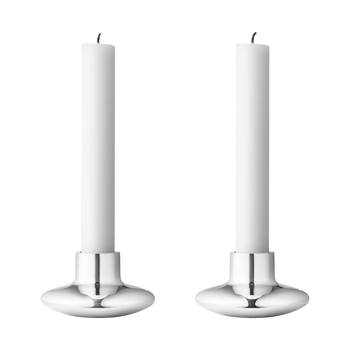 Georg Jensen Henning Koppel Modern Candle Holders - Set of 2 Stainless Steel Home Decor for Dining Table, Living Room & Wedding Centerpieces