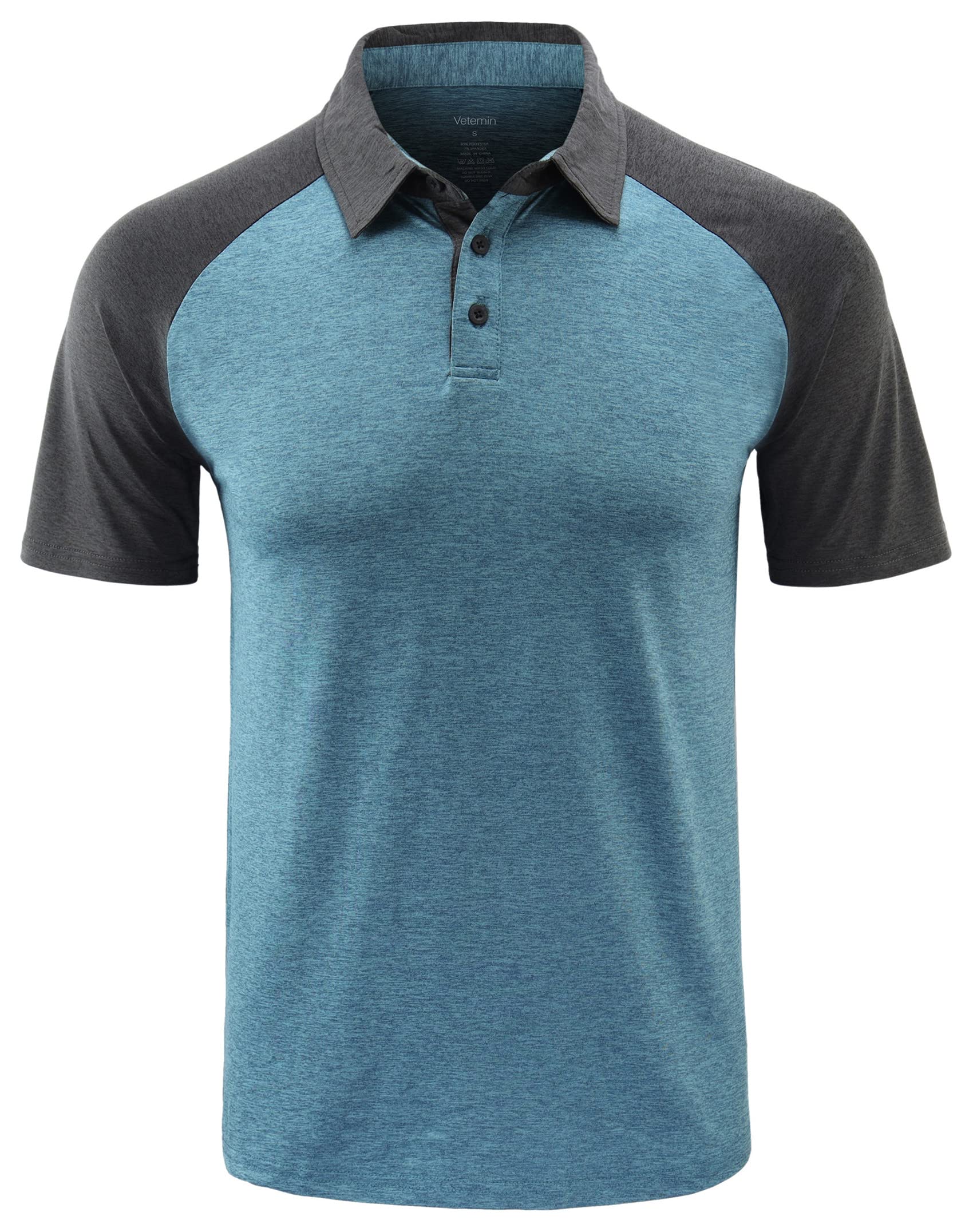 Vetemin Men's Lightweight Quick-Dry Golf Polo Shirt - Moisture-Wicking, Breathable & UV Protection - Perfect for Golf, Tennis, Running & Outdoor Activities