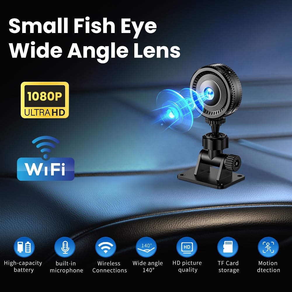 Best Mini Hidden Camera - Indoor WiFi Wireless Nanny Cam with Night Vision | Full HD Circular Surveillance Camera for Home Security, Pet Monitoring & Baby Care | Live Video Recording for Nursery, Office & Elderly Care