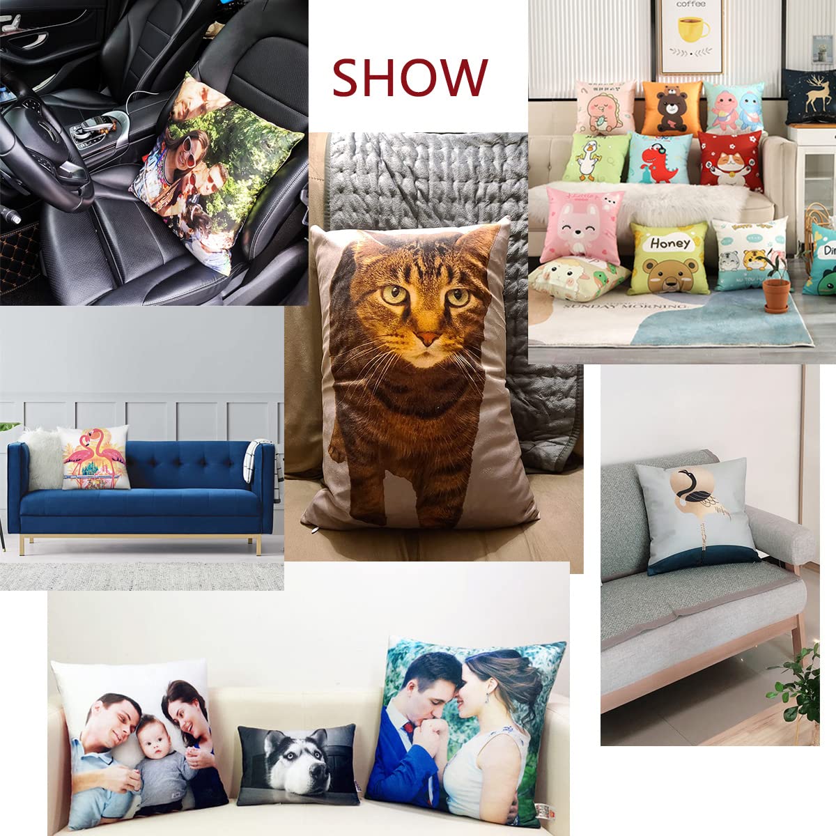 Custom Decorative Throw Pillows 16x16 Inches - Personalized Two-Sided Photo & Text Pillow Covers - Unique Home Decor Gift for Living Room, Bedroom & Sofa