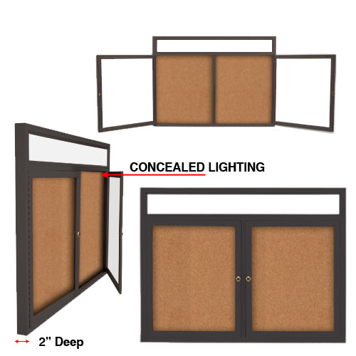 Waterproof Outdoor Poster Display Cases with Radius Edges - LED Lighted 2/3 Door Cabinets (35+ Sizes) for Storefronts, Restaurants & Business Signage