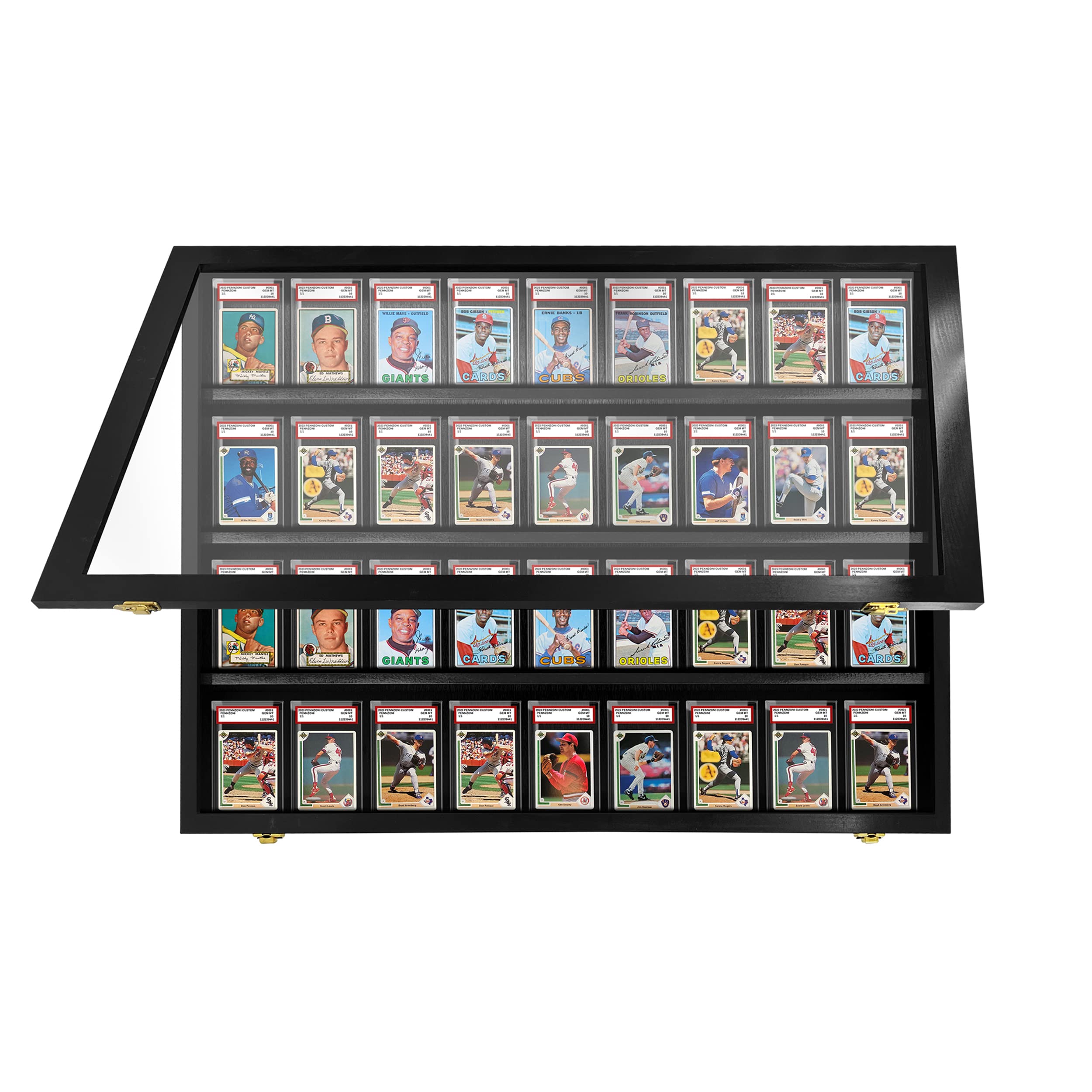 Baseball Card Display Case - 36 Graded Sports Card Frame with Lock & UV Protection | PSA Certified Case for Pokemon, Football & Basketball Cards | Perfect for Collectors & Home Decor