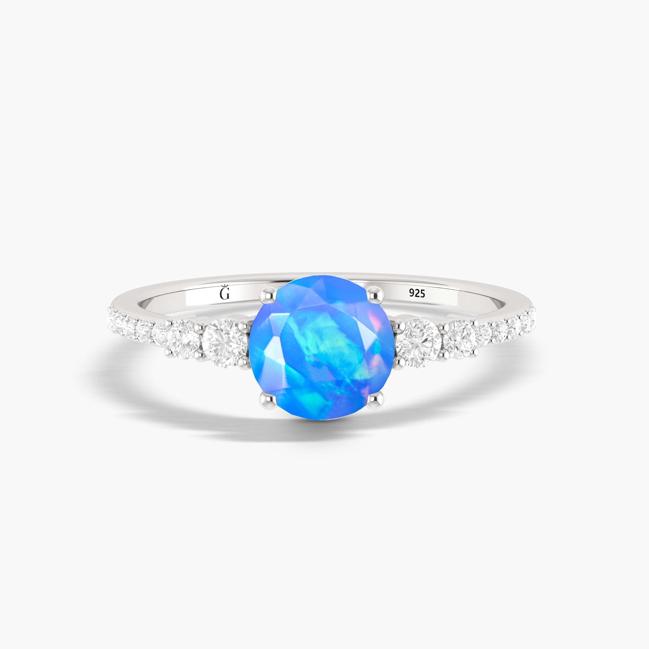 Exquisite Blue Ethiopian Opal Fire Round Engagement Ring for Women - Perfect for Proposals, Anniversaries & Special Occasions