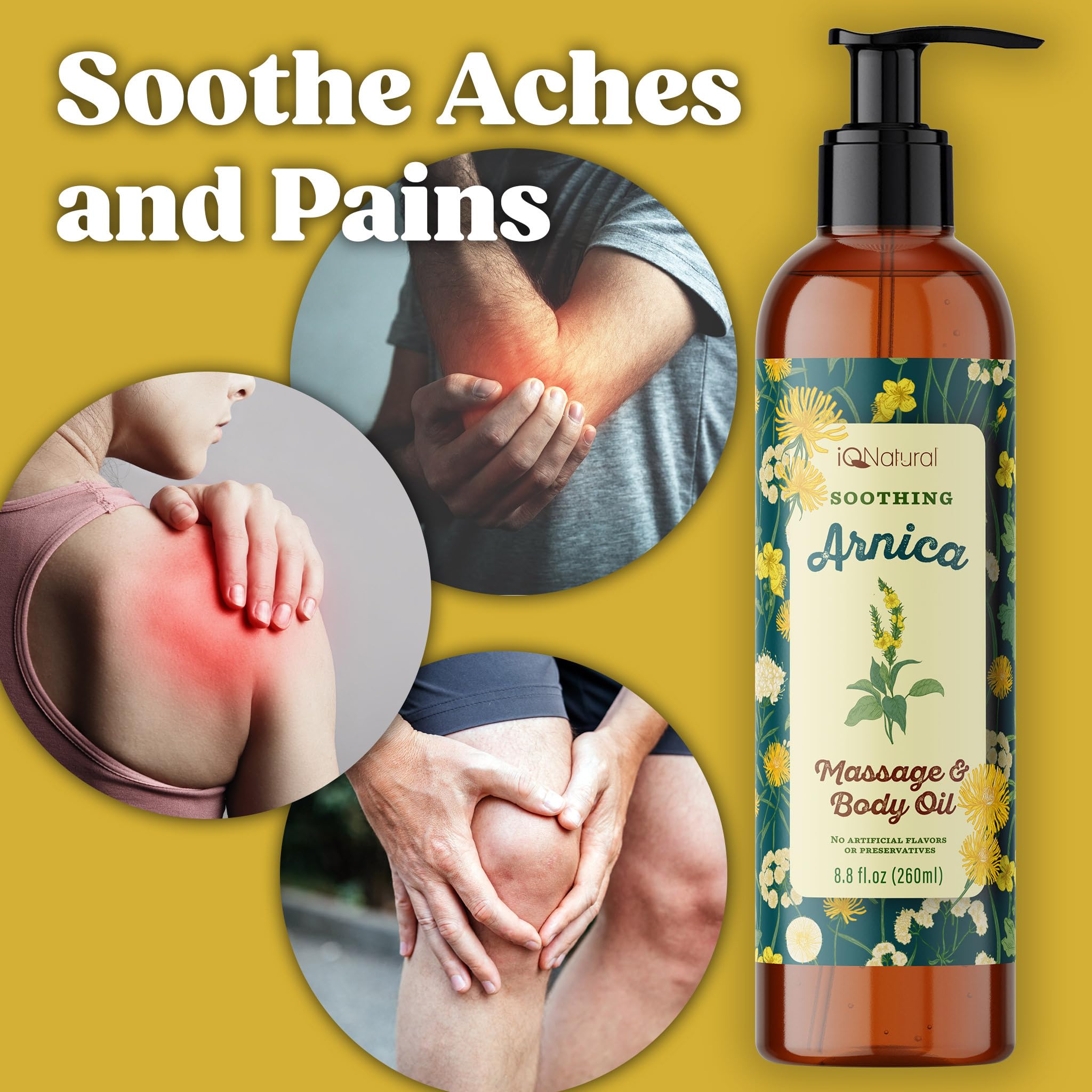 Premium Arnica Massage Oil for Sore Muscles & Body Therapy - 8oz (237ml) - Warming Relief for Athletes, Post-Workout Recovery & Spa Relaxation