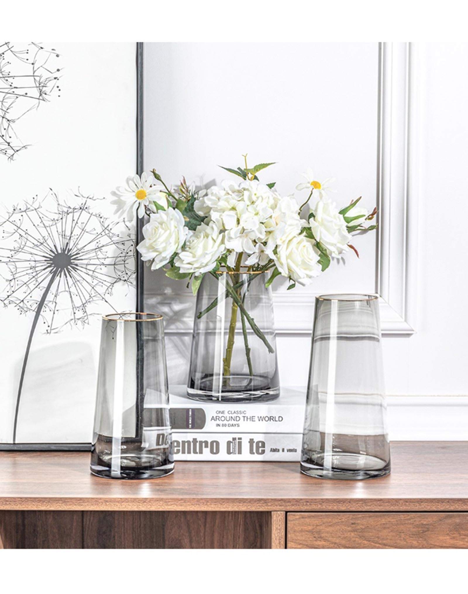 Multifunctional Hydroponic Glass Vase - 3.75 Inch Thickened Transparent Cone Flower Vase for Plants, Herbs & Home Decor | Perfect for Windowsill, Office Desk & Kitchen Herb Garden