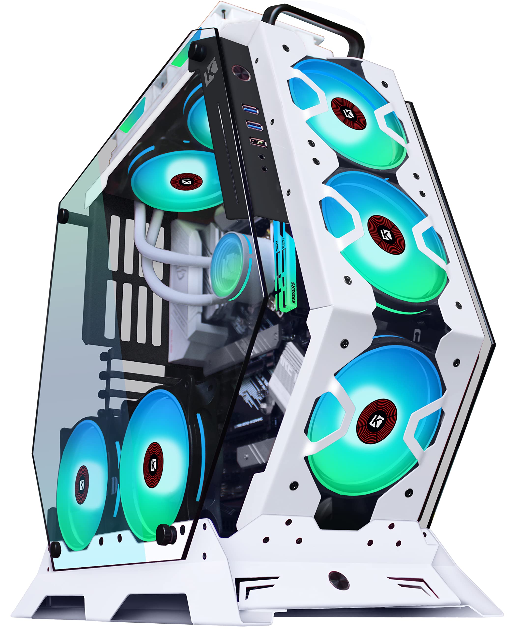 KEDIERS ATX Mid Tower PC Gaming Case - Tempered Glass Side Panel, 7 ARGB Fans, High Airflow Design for Gaming & Streaming Setup | Perfect for Esports, Content Creation & Home Office Workstations