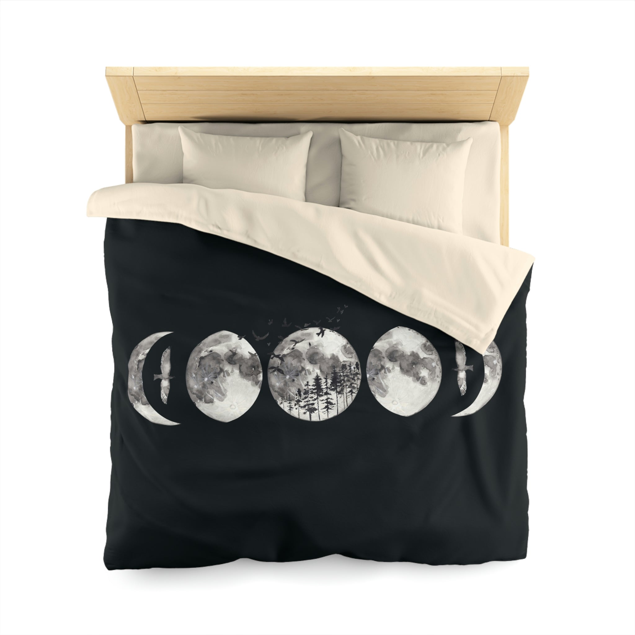 Moon Phases Microfiber Duvet Cover Set - Celestial Themed Bedding for Cozy Bedrooms | Perfect for Astronomy Lovers & Stargazing Decor