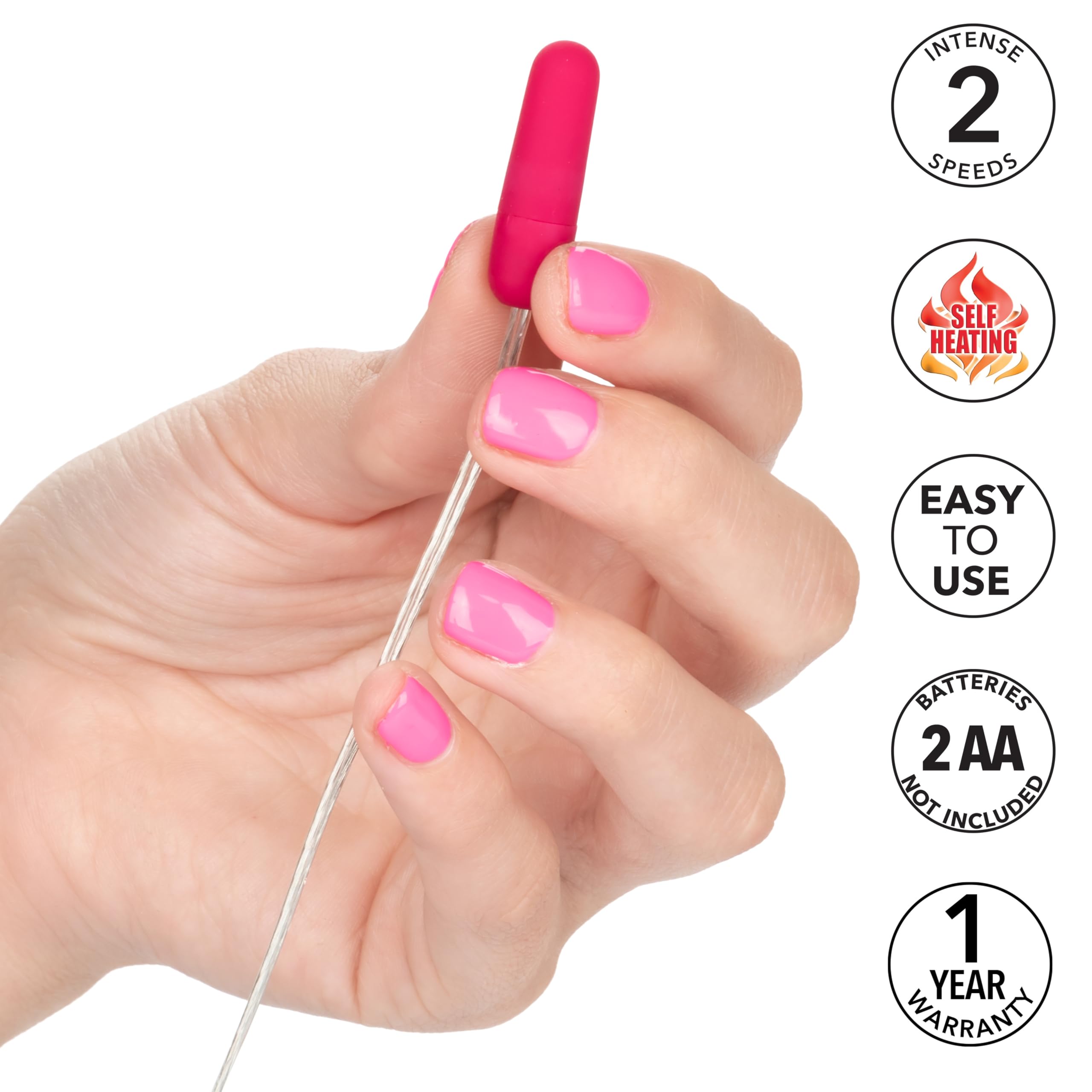 CalExotics Whisper Micro Bullet – Self-Heating Wired Pocket Bullet Vibrator with Remote Control - 1.25 Inch Pink Adult Egg Massager for Couples & Solo Play - Perfect for Travel, Date Nights & Sensual Exploration
