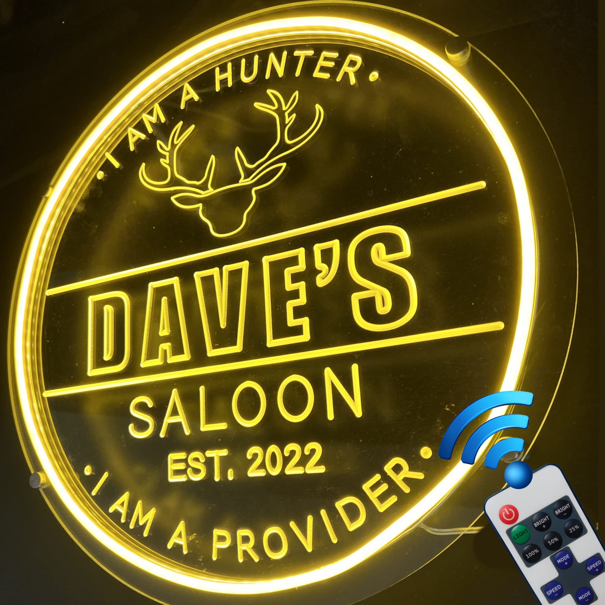 Personalized Deer Hunting Gift LED Light - Hunting Accessories & Neon Antler Bar Decor for Home - Funny Gifts for Hunters & Dad - Perfect for Man Cave, Hunting Lodge & Cabin Wall Decor