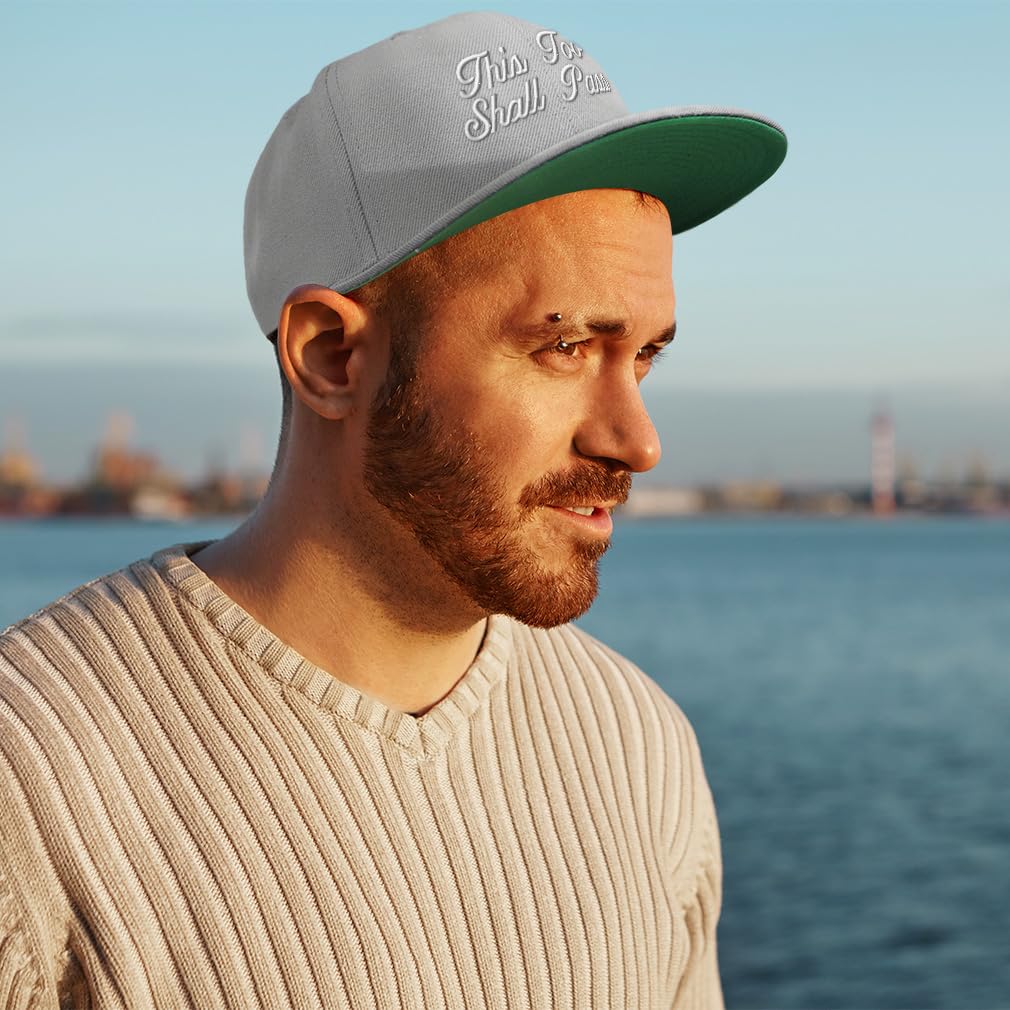 Speedy Pros Snapback Hat for Men - Flat Brim Christian Jesus Embroidered 'This Too Shall Pass' Baseball Cap - Adjustable Acrylic Dad Hat for Streetwear, Church & Outdoor Activities