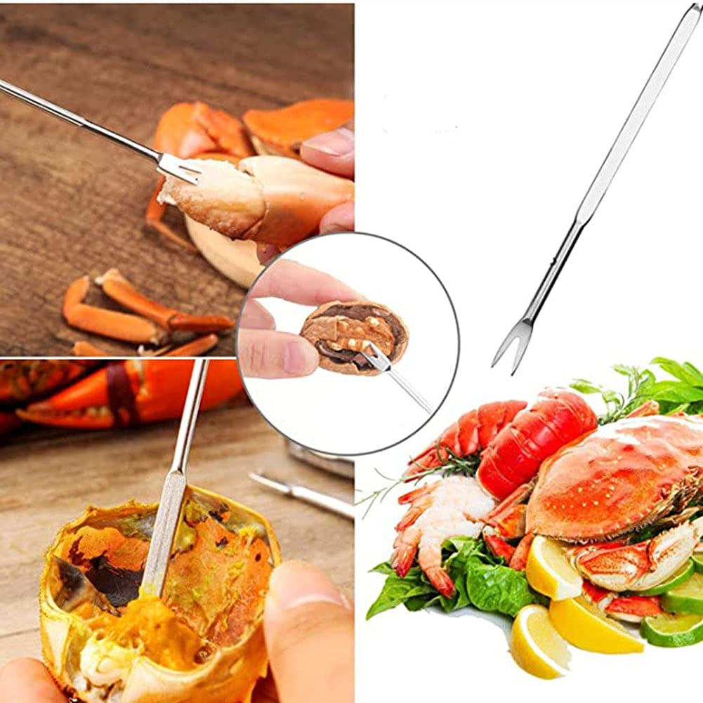 12-Piece Stainless Steel Lobster Crab Seafood Pick Forks & Nut Scoop Set - Durable Kitchen Tools for Shellfish, Nuts & Appetizers (Silver) - Perfect for Seafood Boils, Dinner Parties & Home Cooking