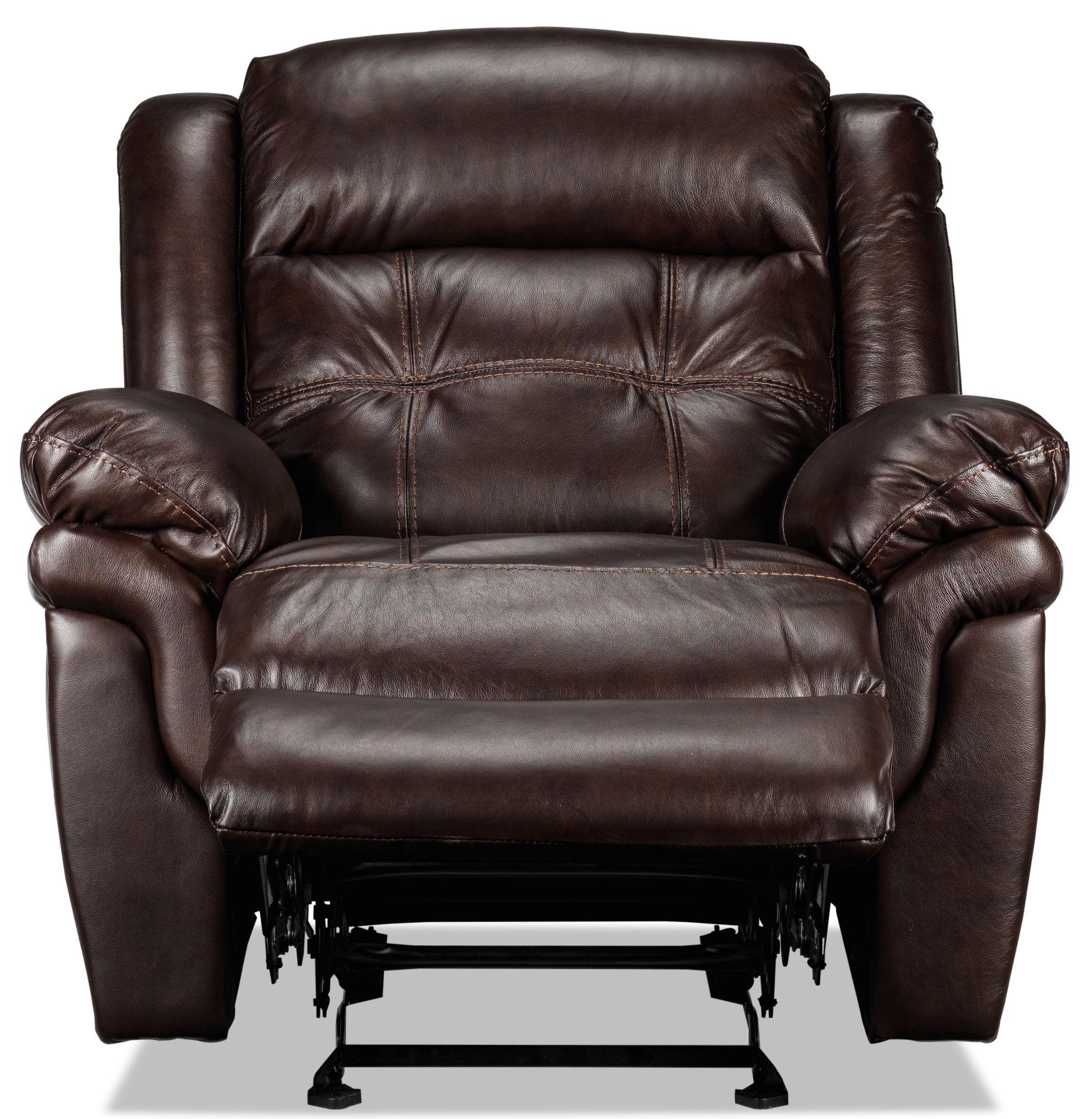 Cooper Leather Rocker Recliner Chair - Genuine Brown Leather Living Room Furniture for Relaxation & Comfort | Perfect for Home Theater, Nursery, and Reading Nook