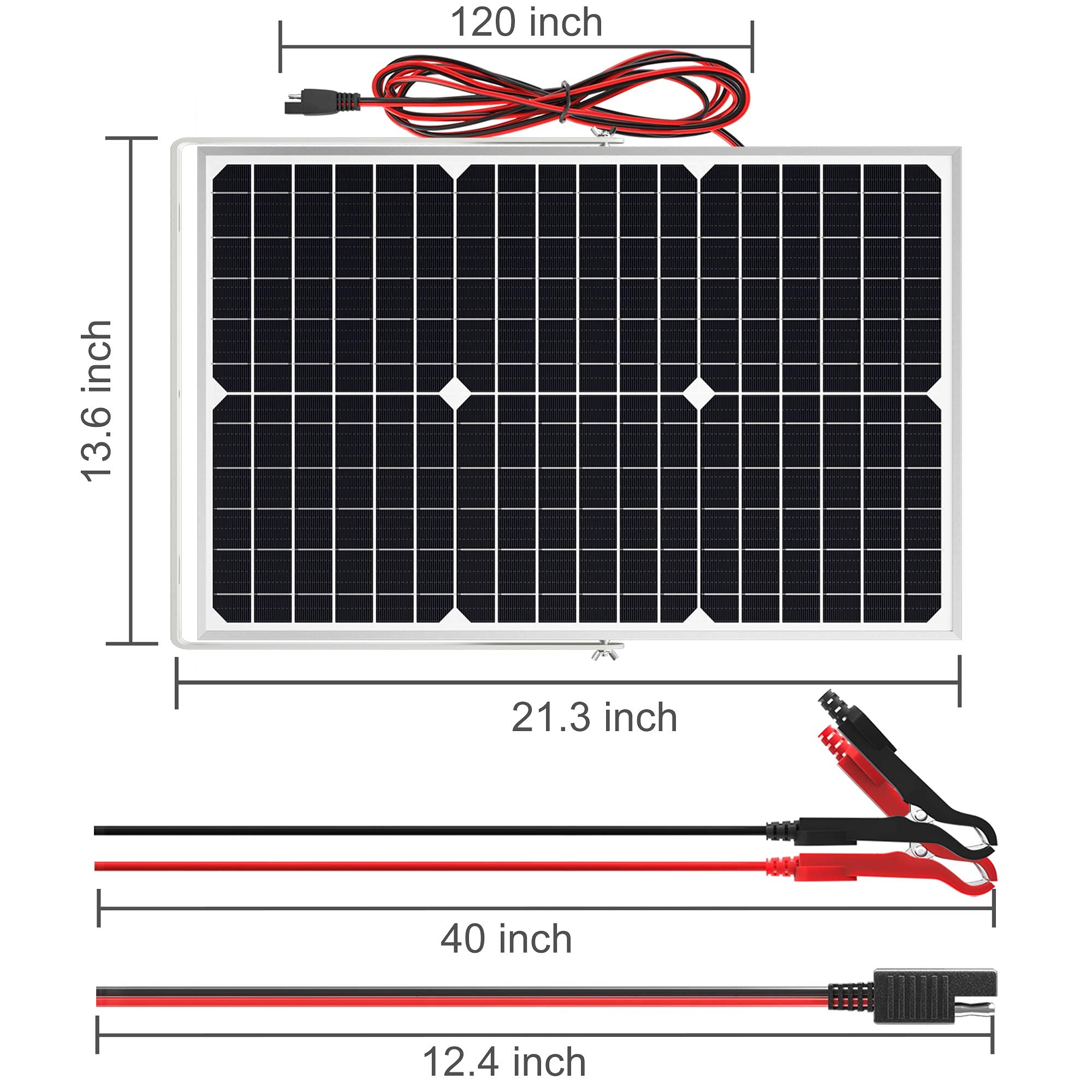 SOLPERK 30W 12V Solar Panel Kit with Waterproof Controller & Adjustable Mount - Solar Battery Trickle Charger for Car, Boat, RV, Motorcycle - Perfect for Outdoor, Camping & Off-Grid Power Supply