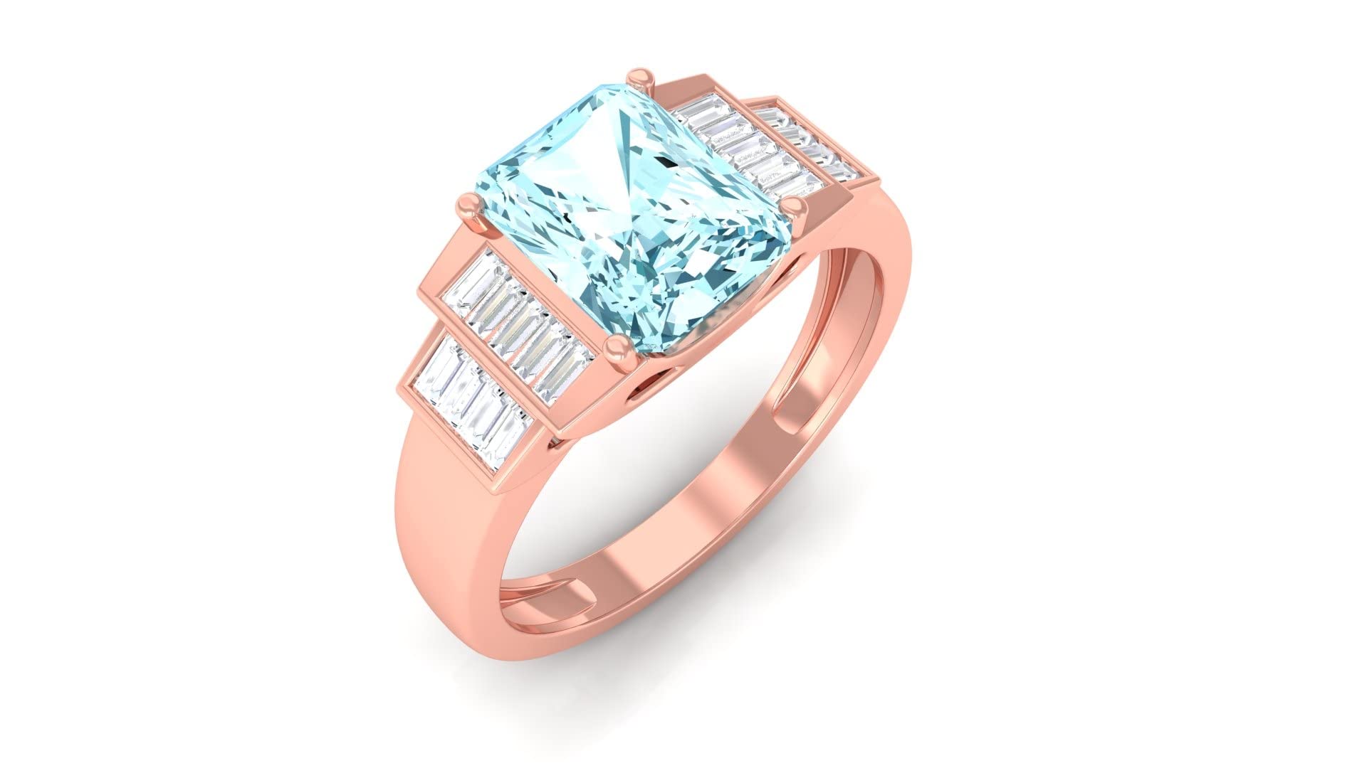 2 CT Aquamarine and Diamond Engagement Ring for Women - 14K Solid Gold Wedding Band, Elegant Statement Jewelry for Proposals, Anniversaries, and Special Occasions