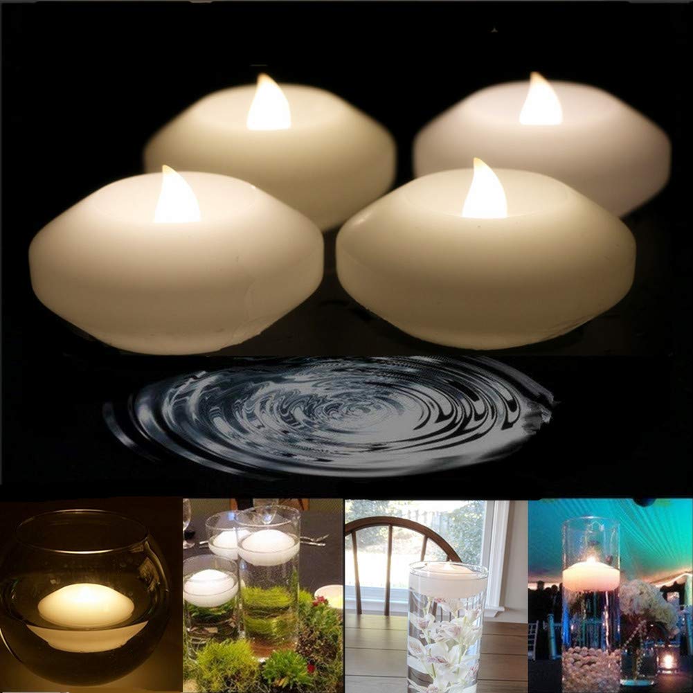 48 Pack LED Waterproof Floating Candles - Battery Operated Flameless Flickering Lights - Water Activated for Baby Showers, Weddings, Parties & Home Decor (Warm White) | Perfect for Pool Parties, Centerpieces & Romantic Ambiance