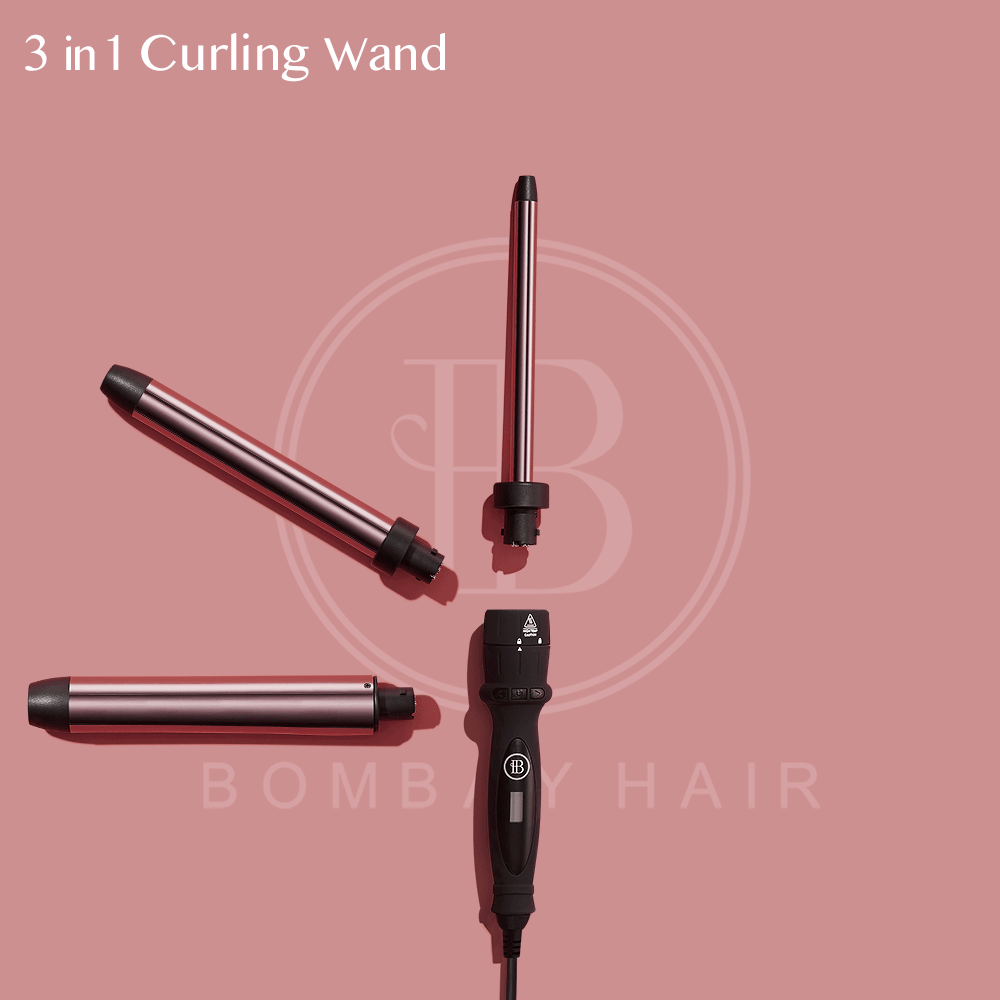 3-in-1 Curling Wand with Extended Barrels for Long Lasting Waves - Professional Hair Styling Iron for Beach, Wedding & Party Hairstyles