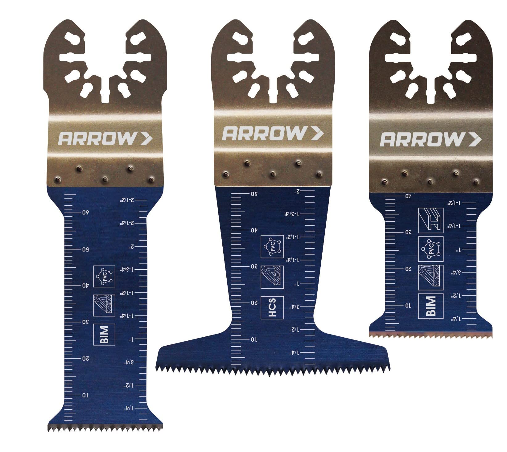 Arrow OSC101VP-3 Multi-Material Oscillating Tool Blades - 3-Pack for Cutting Copper Pipe, Wood, PVC, Drywall - Universal Fit for Most Oscillating Multi-Tools (1 ¼