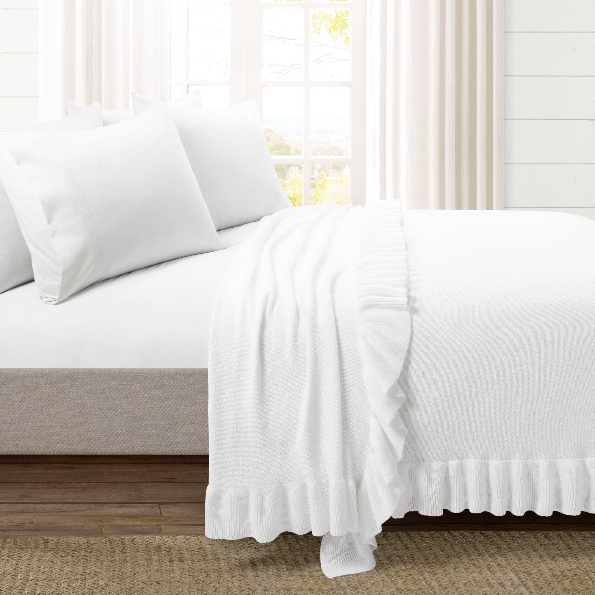 Reyna Soft Knitted Ruffle Blanket - Cozy Throw Coverlet for Bed, Couch & Nursery - Perfect for Gift, Winter Warmth & Home Decor
