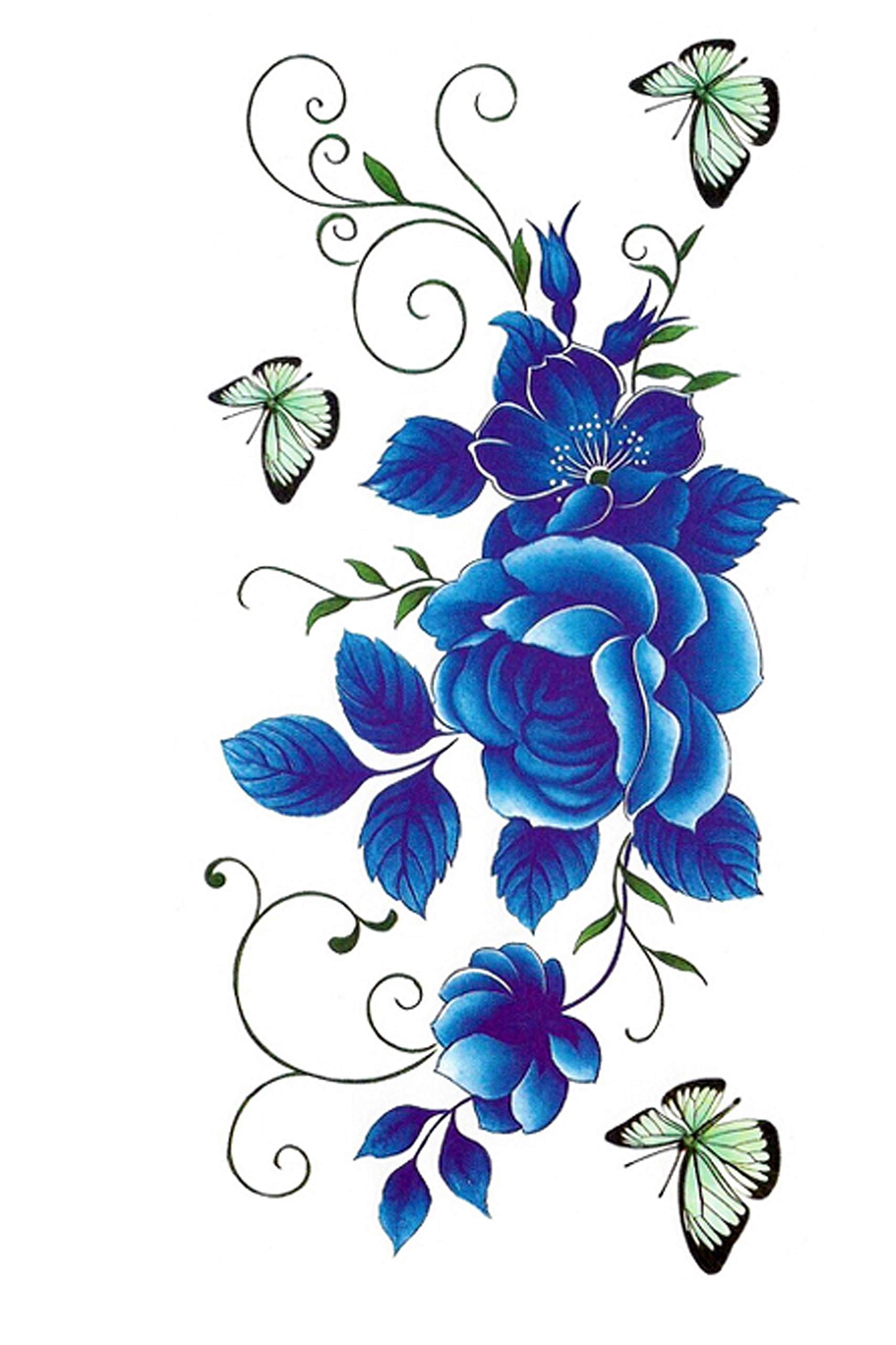 Waterproof Temporary Tattoo Stickers for Men & Women - 3D Realistic Flowers, Butterflies, Stars, Wolves & Armband Designs (19x9cm) | Perfect for Parties, Festivals, Cosplay & Body Art | TBX-9011
