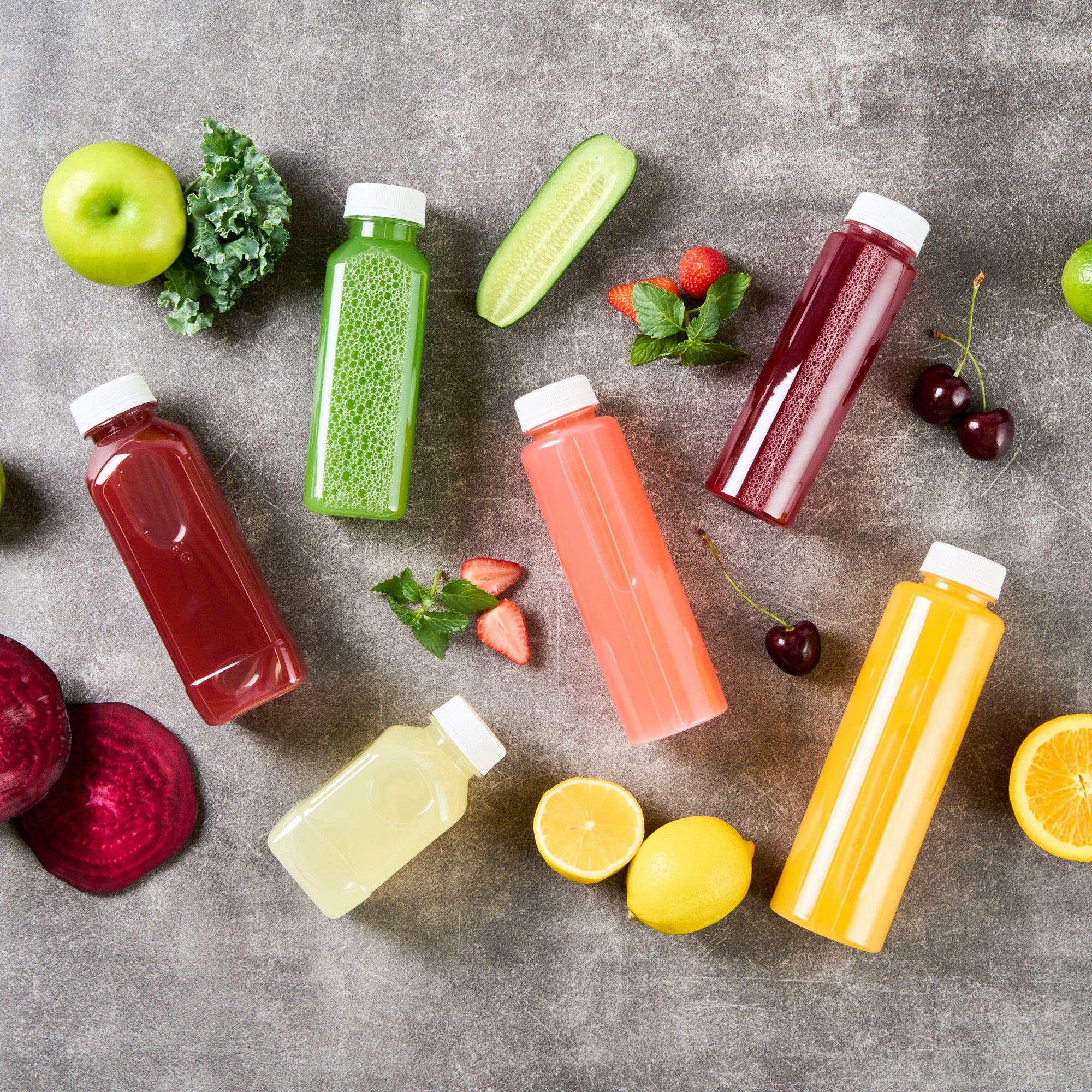 12 oz Clear Plastic Juice Bottles with Safety Cap - Round Cold Pressed Juice Containers (2