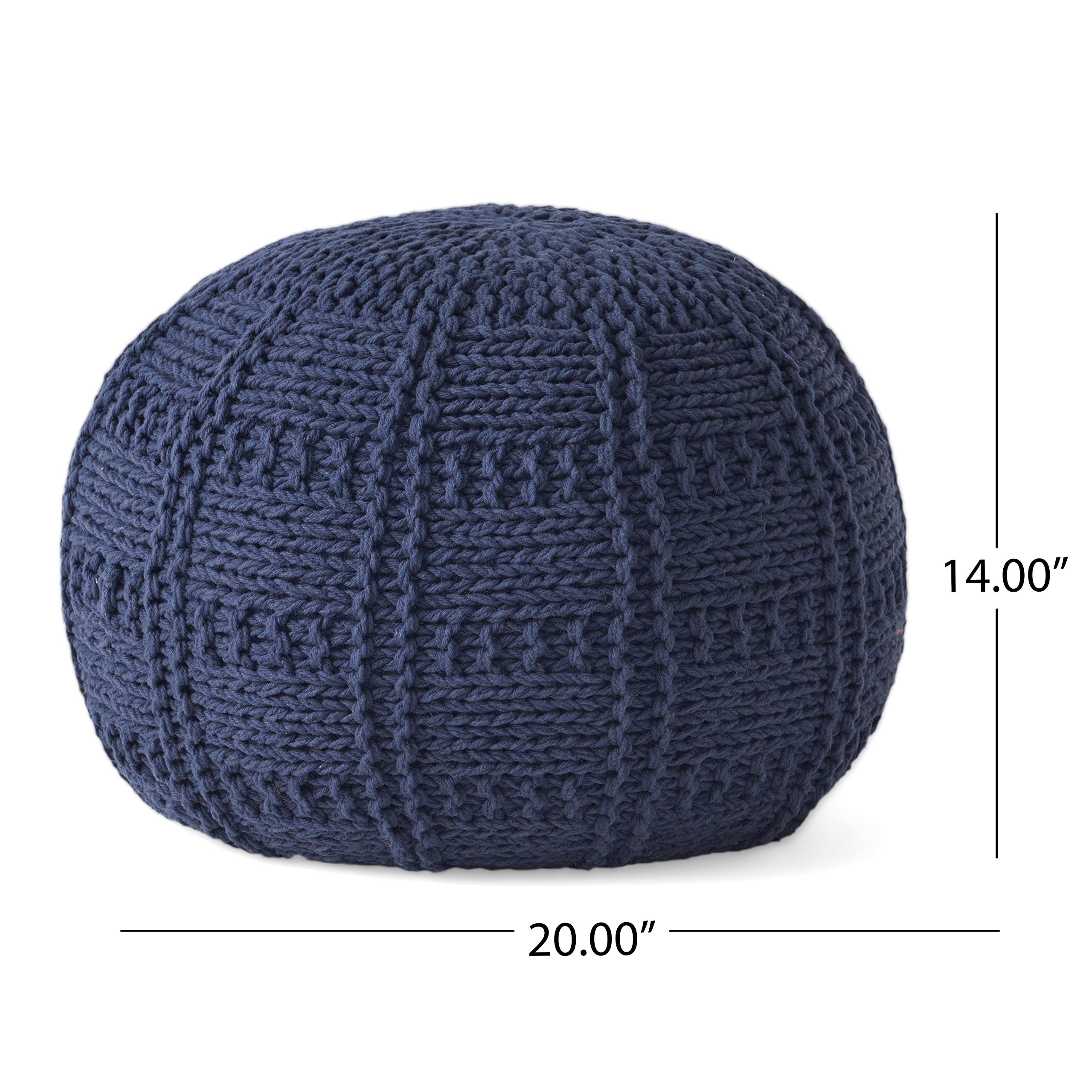 Christopher Knight Home Yuny Pouf Ottoman - Navy Blue Square Footrest Stool for Living Room, Bedroom & Dorm | Modern Home Decor Accent Piece