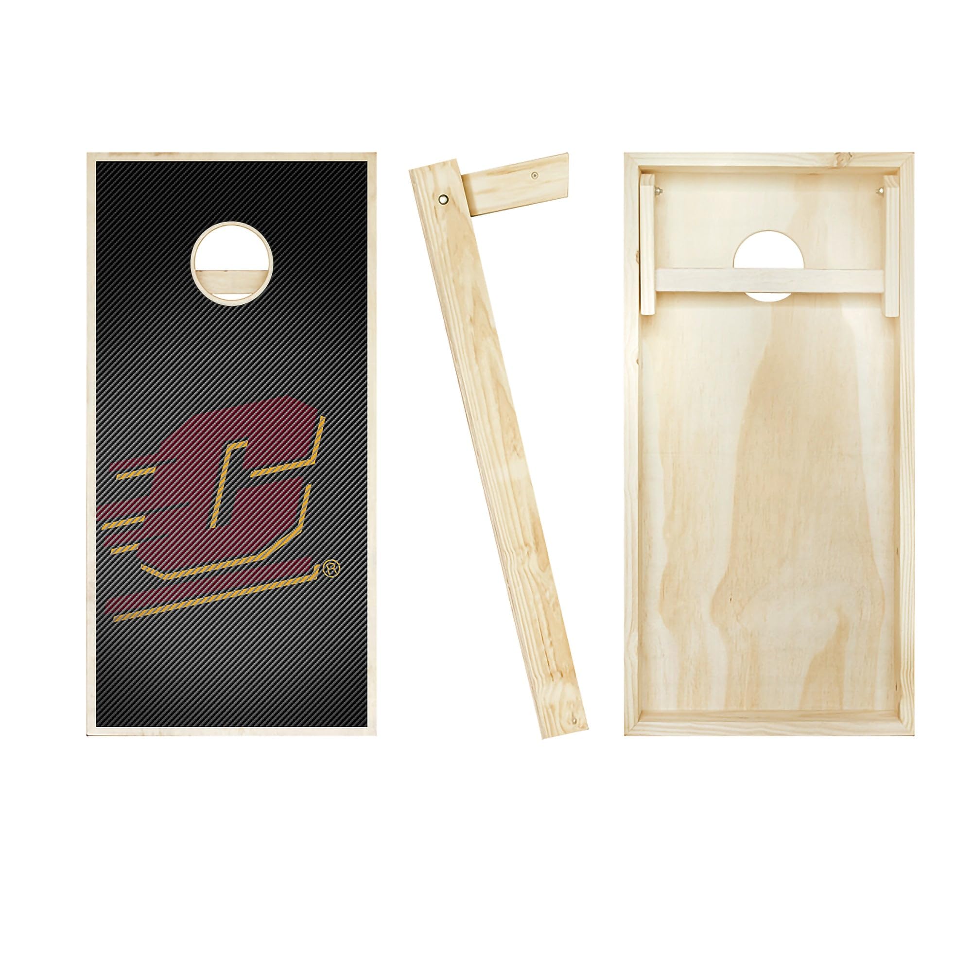 Skip's Garage Central Michigan Slanted Cornhole Board Set - Team Logo Design - Custom Regulation Size Cornhole Boards for Tailgating, Backyard Games & Outdoor Parties