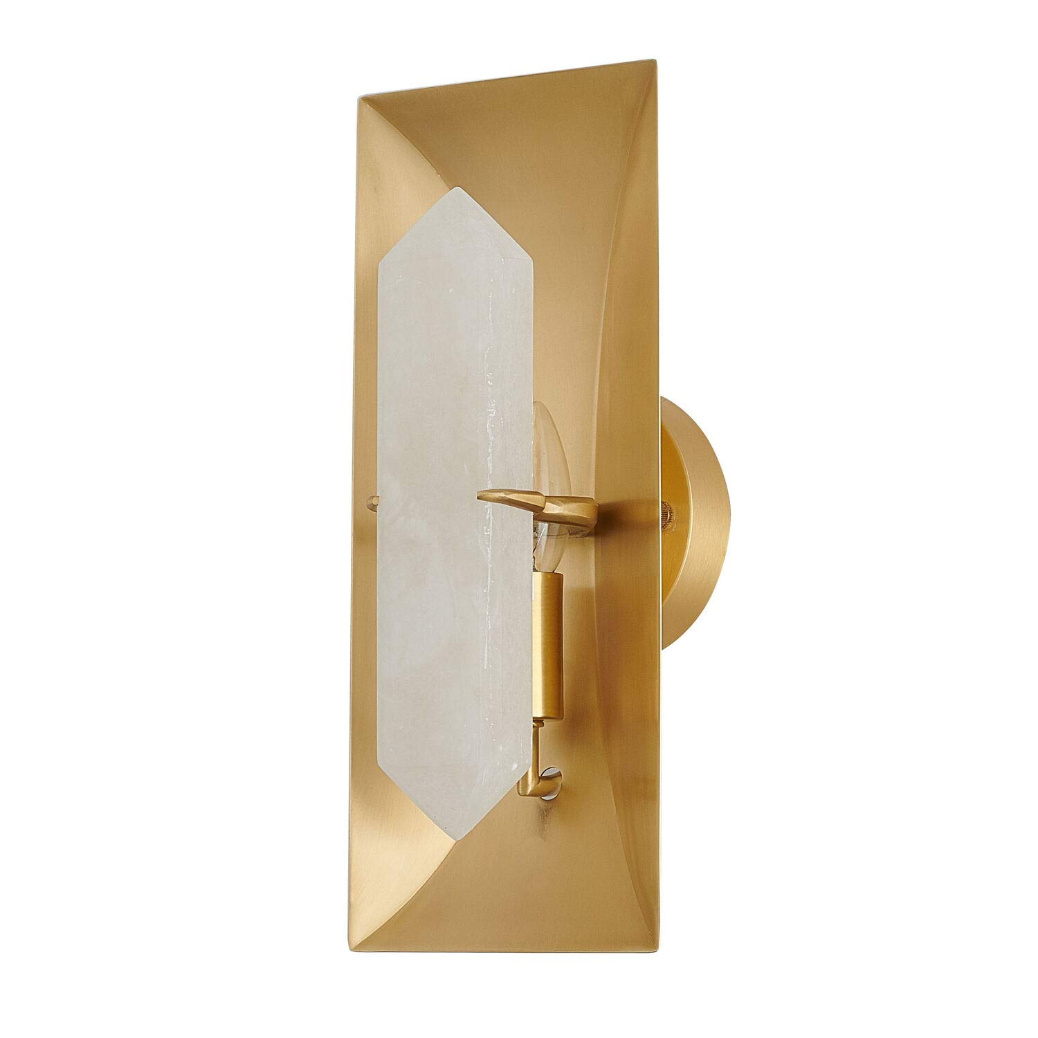 Bethel Copper Metal Frame Wall Sconce with White Alabaster Stone Center - Modern Industrial Lighting Fixture for Living Room, Bedroom & Hallway Decor