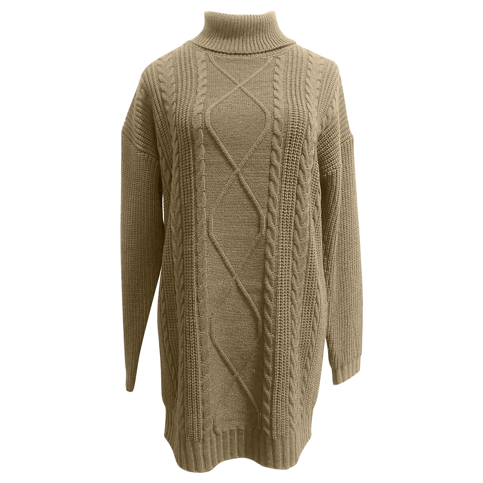 Yihaojia Women's Chunky Knit Turtleneck Sweater Dress - Long Sleeve Loose Pullover for Fall Winter Fashion | Cozy Outerwear for Casual Wear, Office, Date Night & Holiday Outfits