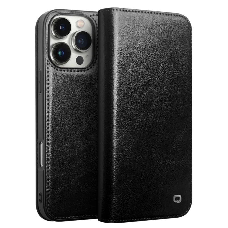 QIALINO Genuine Leather Case for iPhone 16 - Premium Protective Cover with Slim Fit | Perfect for Business, Travel & Everyday Use