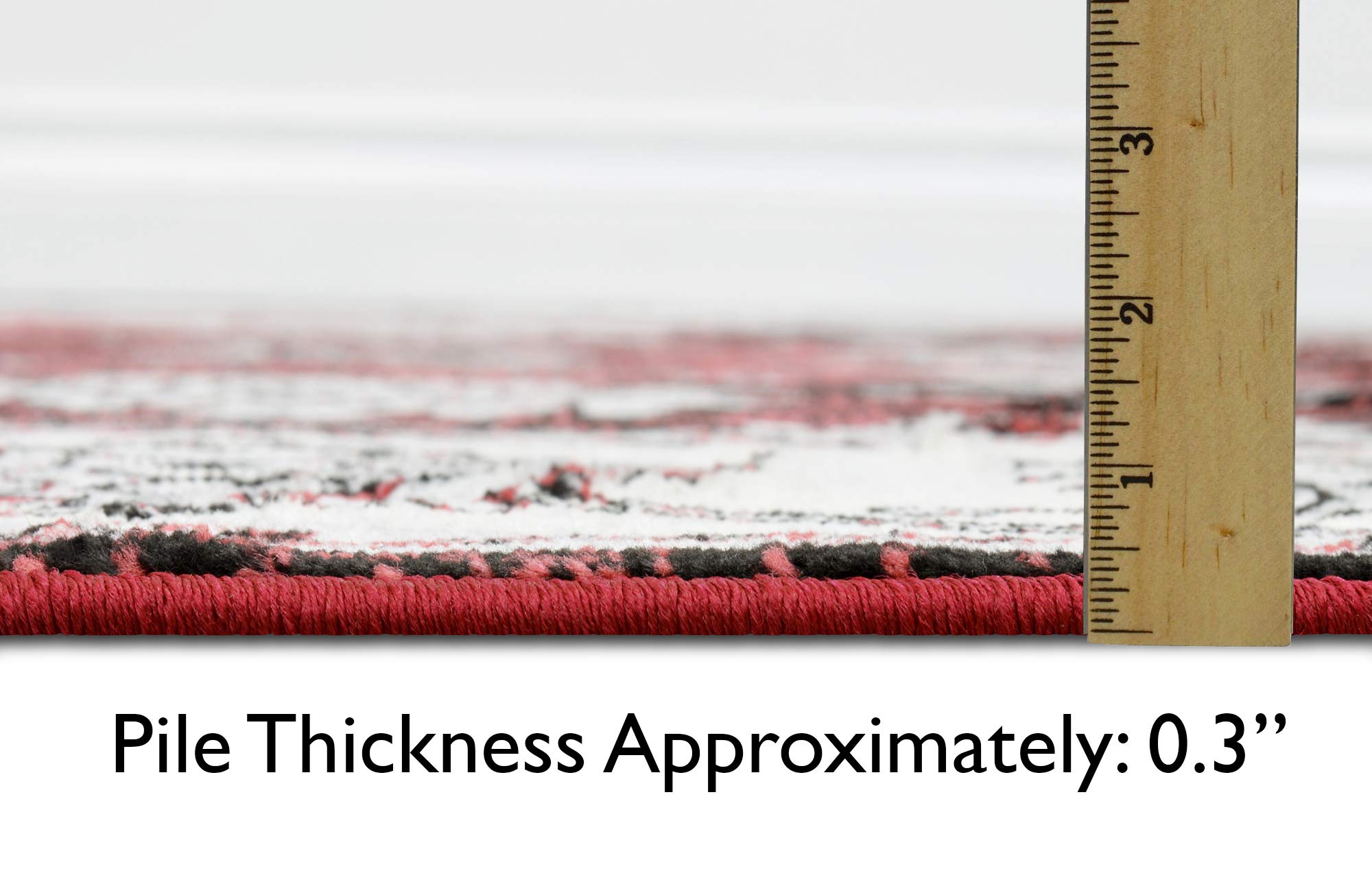 Modern Bohemian Soft Touch Area Rug - Red, Silver & Gray Handwoven Rug for Living Room, Bedroom & Boho Home Decor