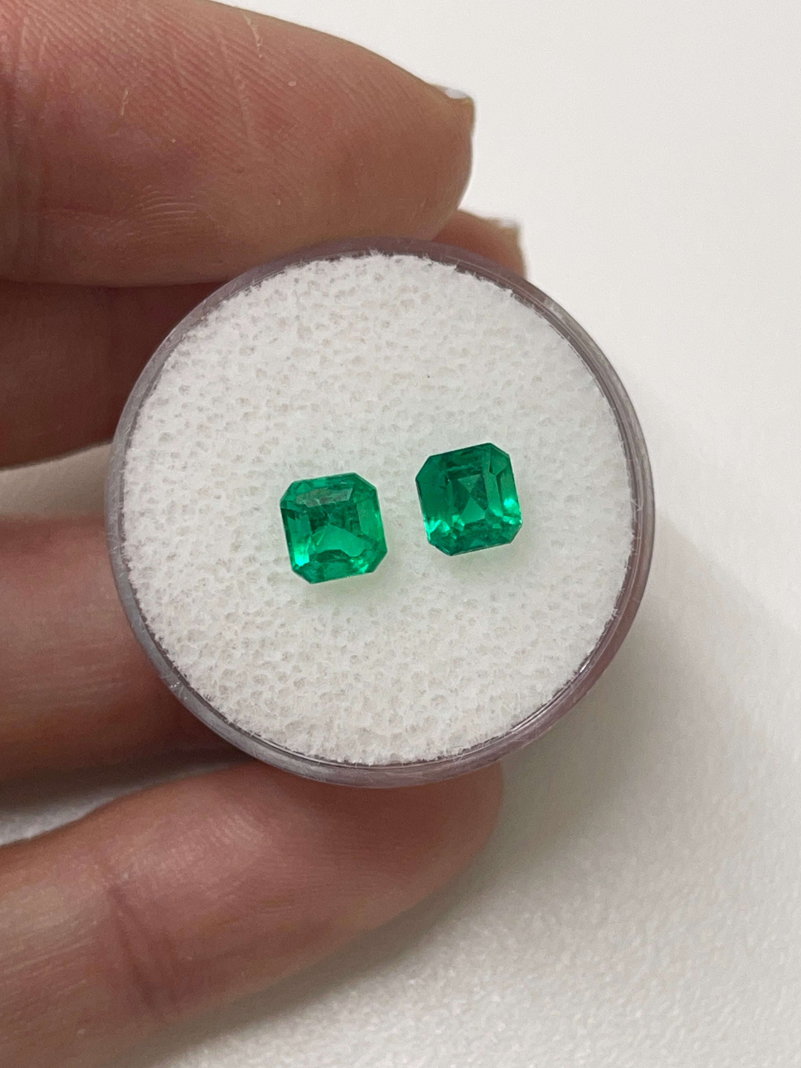 1.63tcw 5.5x5 AAA+ Matching Muzo Green Loose Colombian Emeralds Asscher Cut - Premium Gemstones for Jewelry Making, Engagement Rings & Luxury Gifts