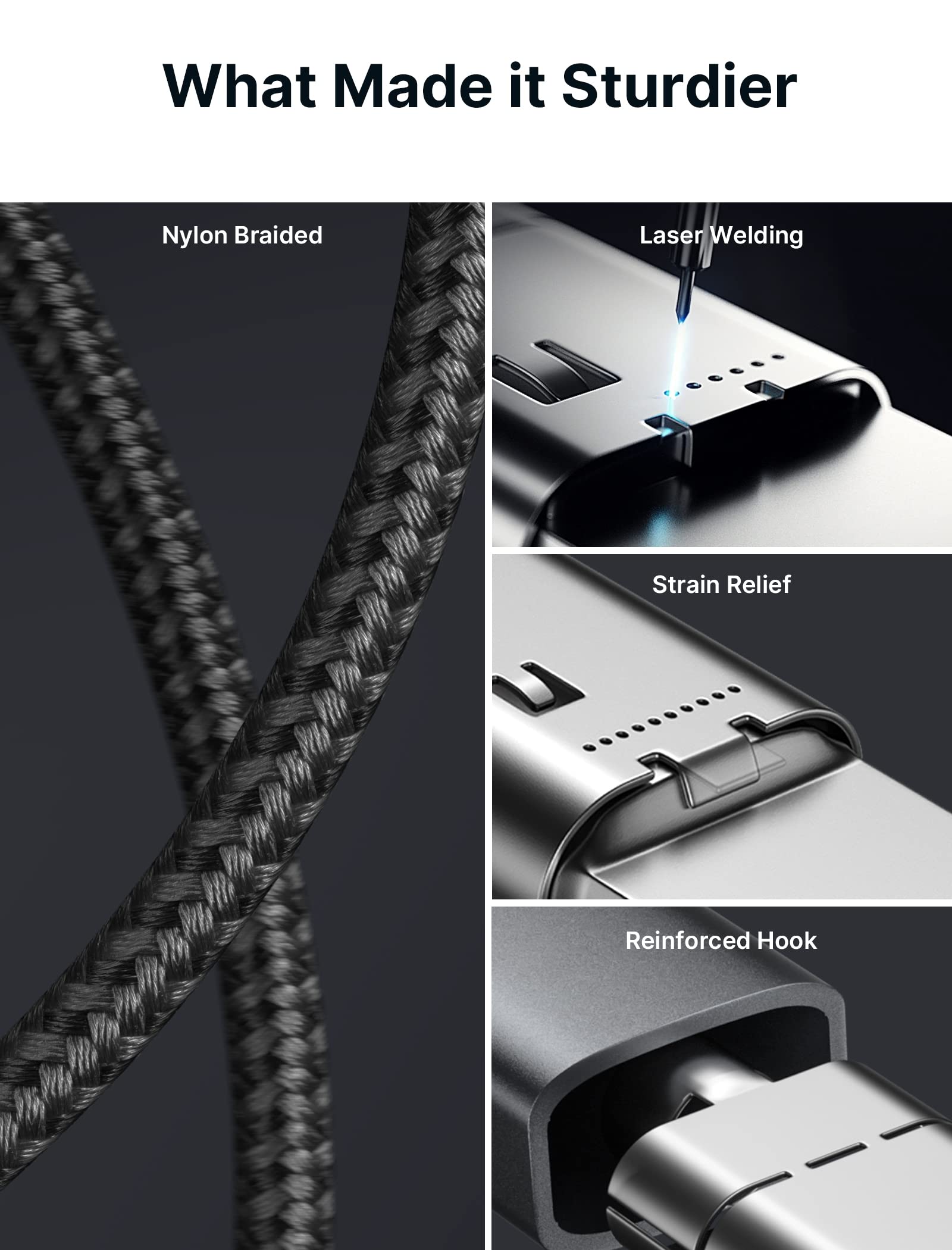 JSAUX 100W USB C to USB C Fast Charging Cable 3M (10ft) - PD Compatible with MacBook Pro/Air, iPad Pro/Air/Mini, Samsung Galaxy S23/S22/S21/S20 Ultra, Google Pixel - Grey | Perfect for Home, Office & Travel Charging