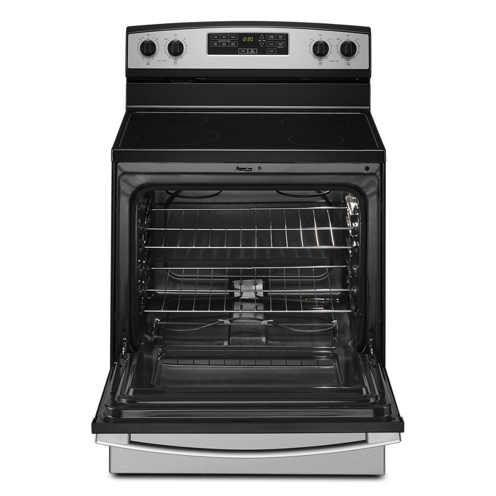 Amana AER6603SMS 30 Inch Electric Range with Extra Large Oven Window - Perfect for Baking, Roasting & Family Cooking in Modern Kitchens