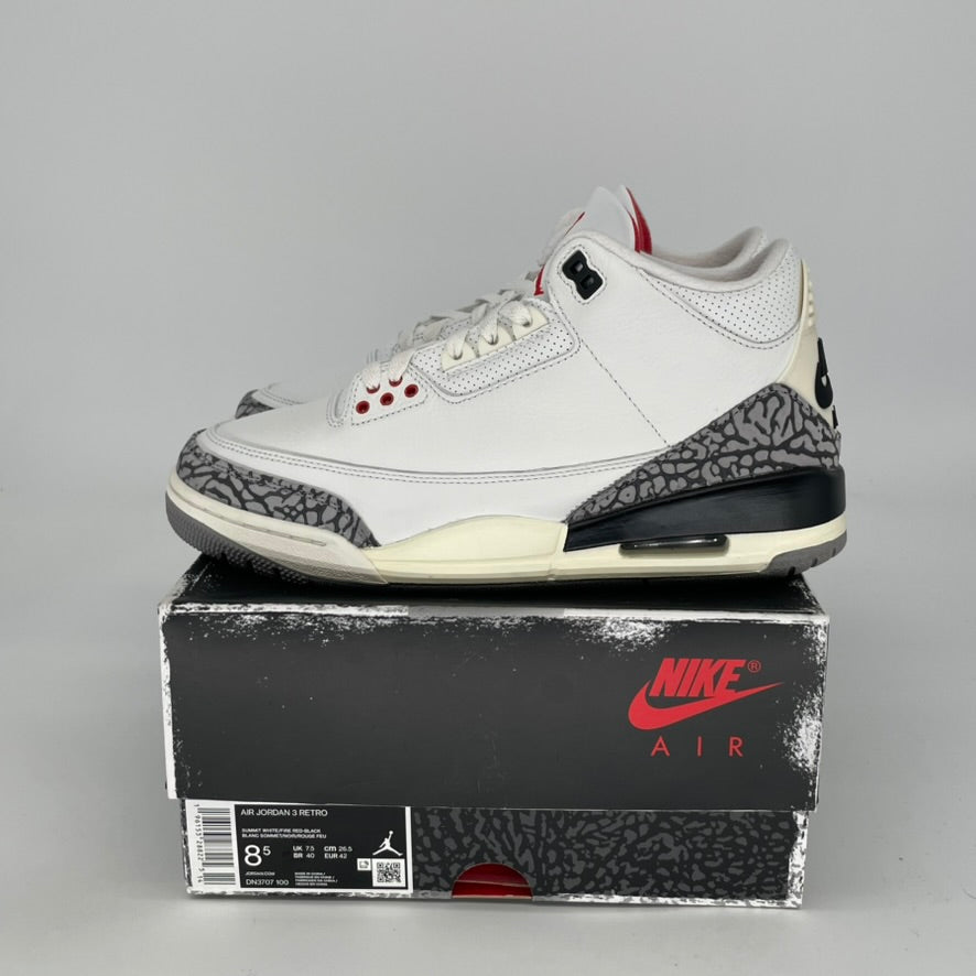 Original Air Jordan 3 White Cement Reimagined Retro Sneakers - Men's Size 8.5 / Women's Size 10W (DN3707-100) - Perfect for Basketball, Streetwear & Sneaker Collectors