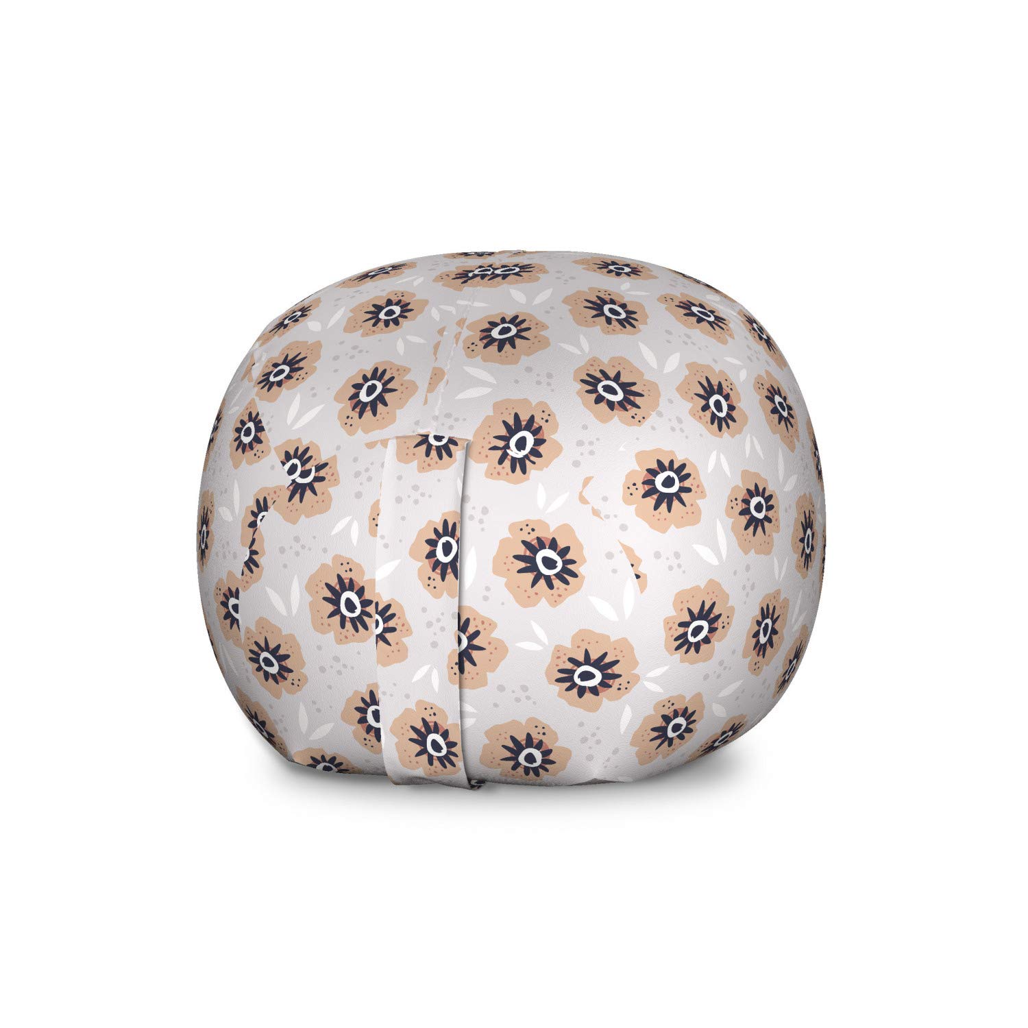 Ambesonne Hand-Drawn Cartoon Toy Storage Bag Chair - Large Washable Stuffed Animal Organizer with Poppy Silhouettes & Spots Design, Tan Multicolor - Perfect for Kids' Room, Playroom & Nursery Organization